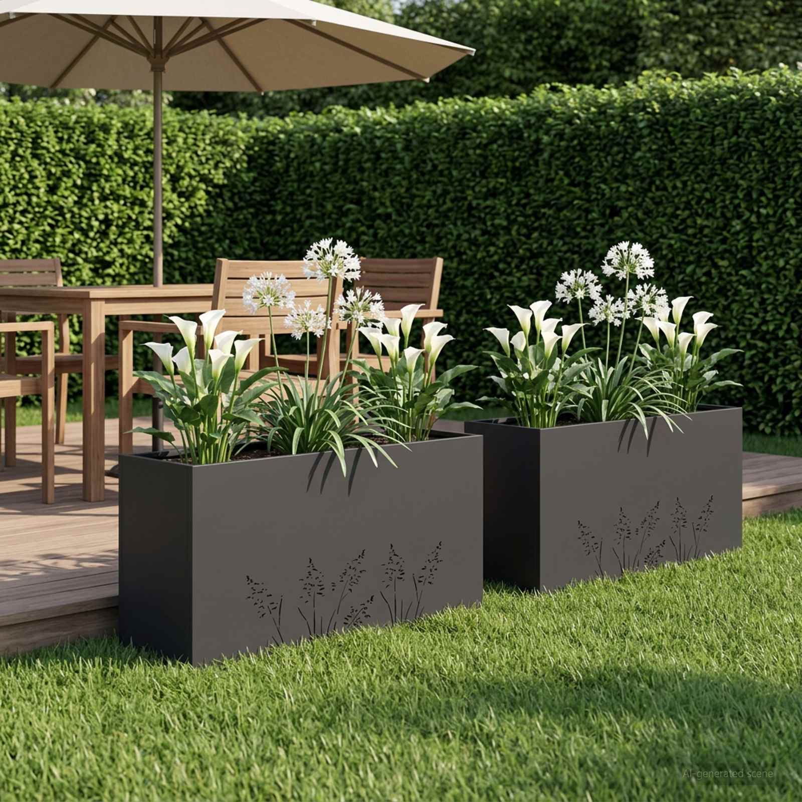 Vaso da giardino 2 pz Nero 100 x 30 x 49 cm
