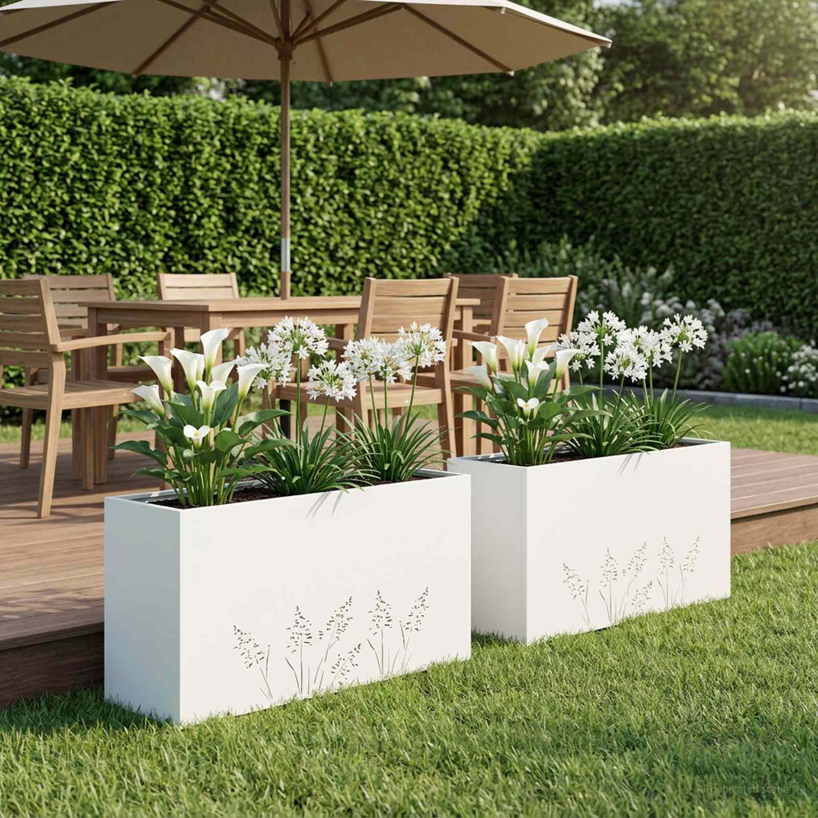 Vaso da giardino 2 pz Bianco 100 x 30 x 49 cm
