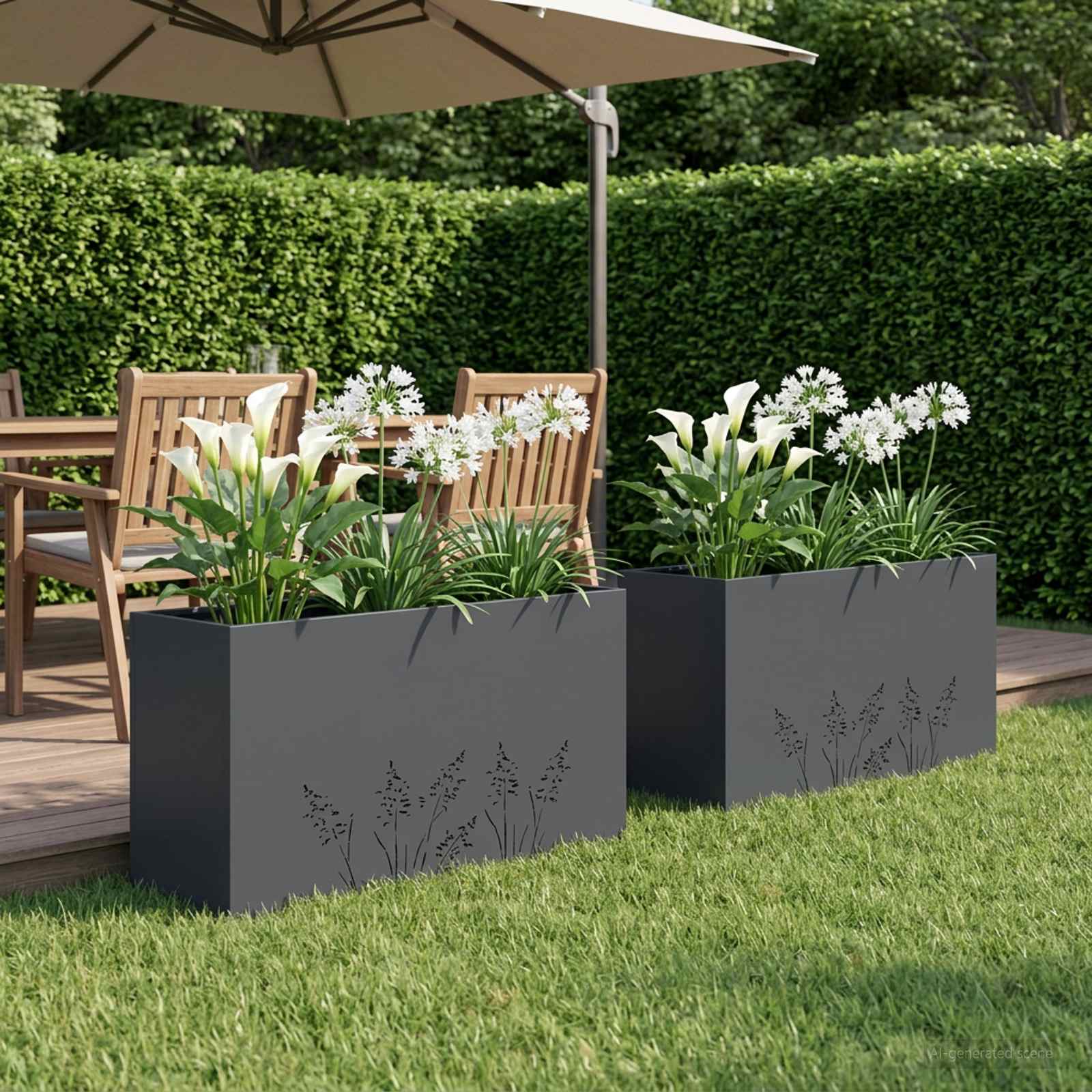 Vaso da giardino 2 pz Antracite 100 x 30 x 49 cm