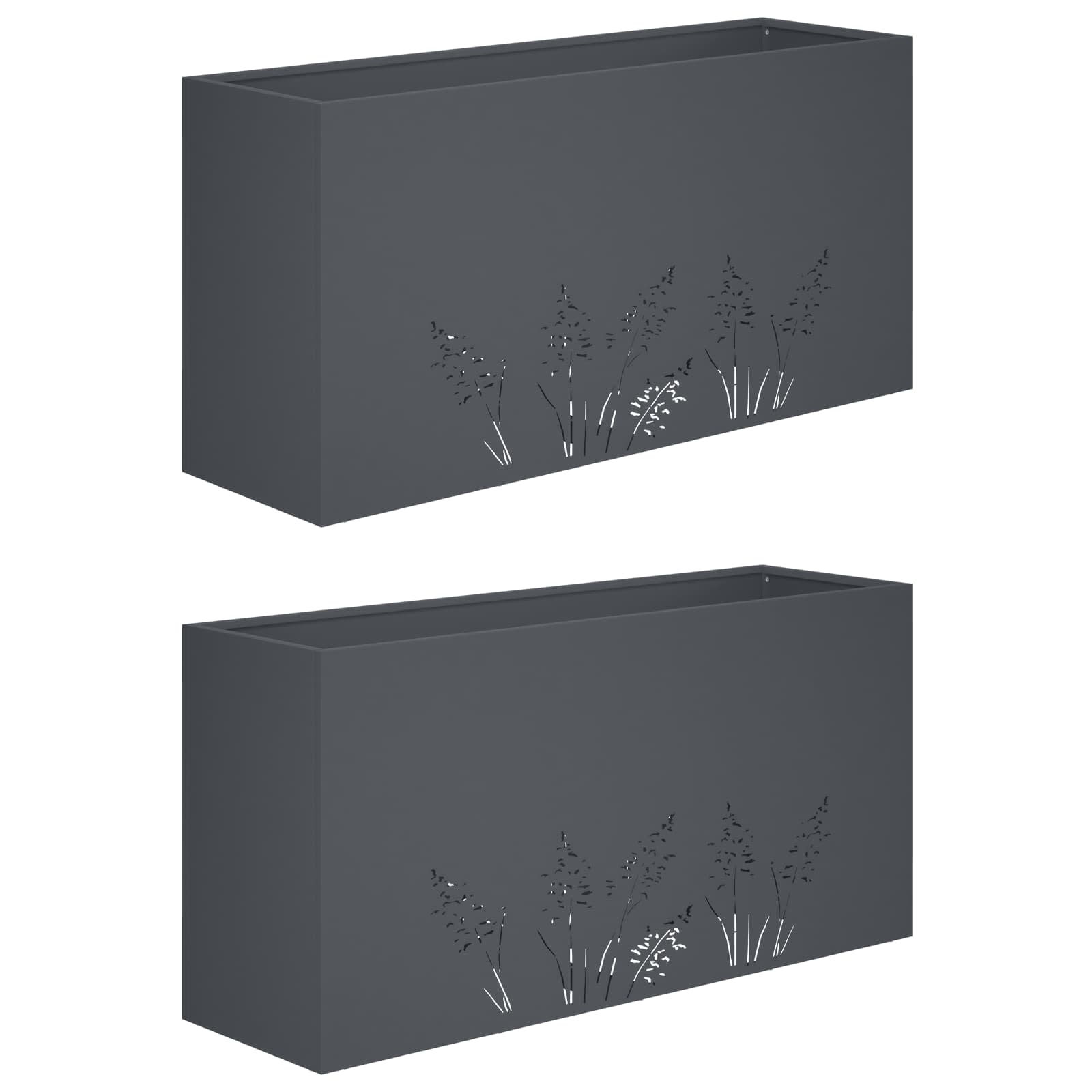 Vaso da giardino 2 pz Antracite 100 x 30 x 49 cm