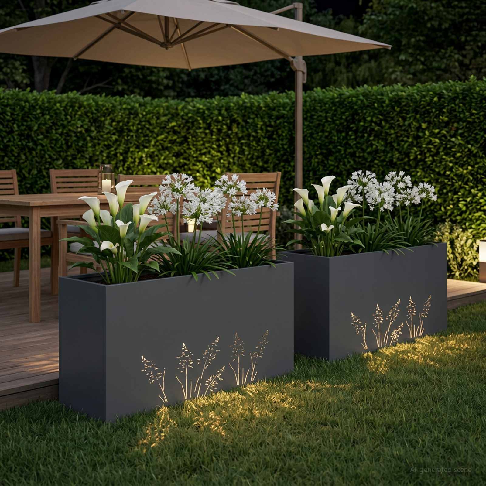 Vaso da giardino 2 pz Antracite 100 x 30 x 49 cm