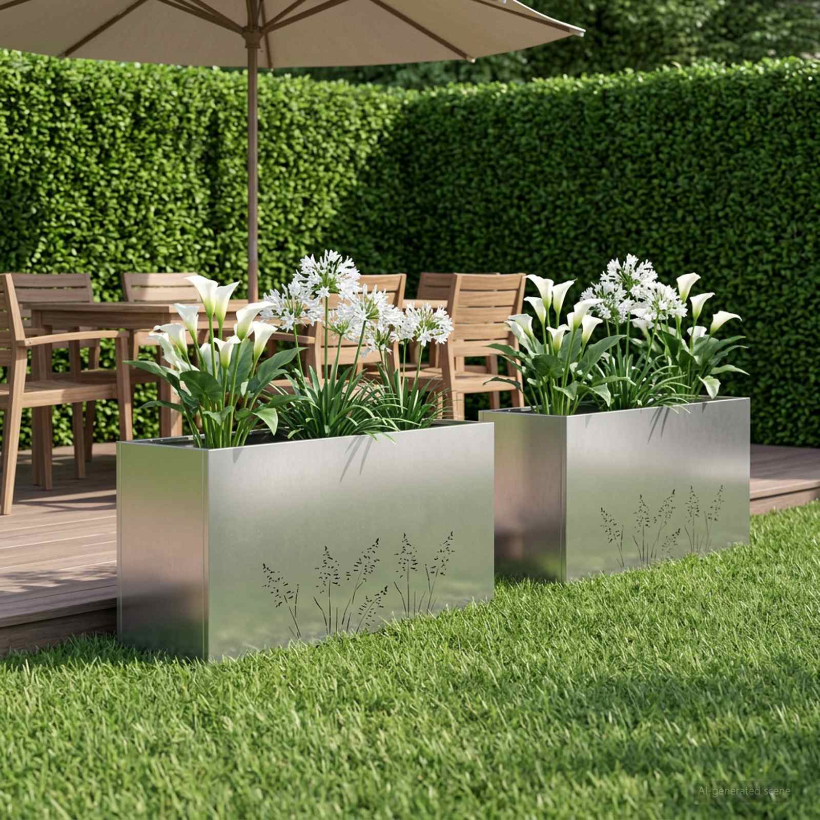 Vaso da giardino 2 pz Argento 100 x 30 x 49 cm Acciaio Inox