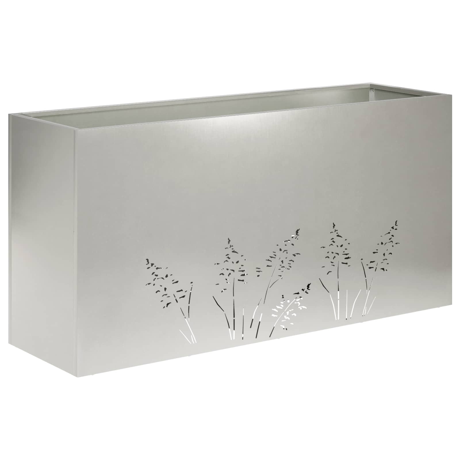 Vaso da giardino 2 pz Argento 100 x 30 x 49 cm Acciaio Inox