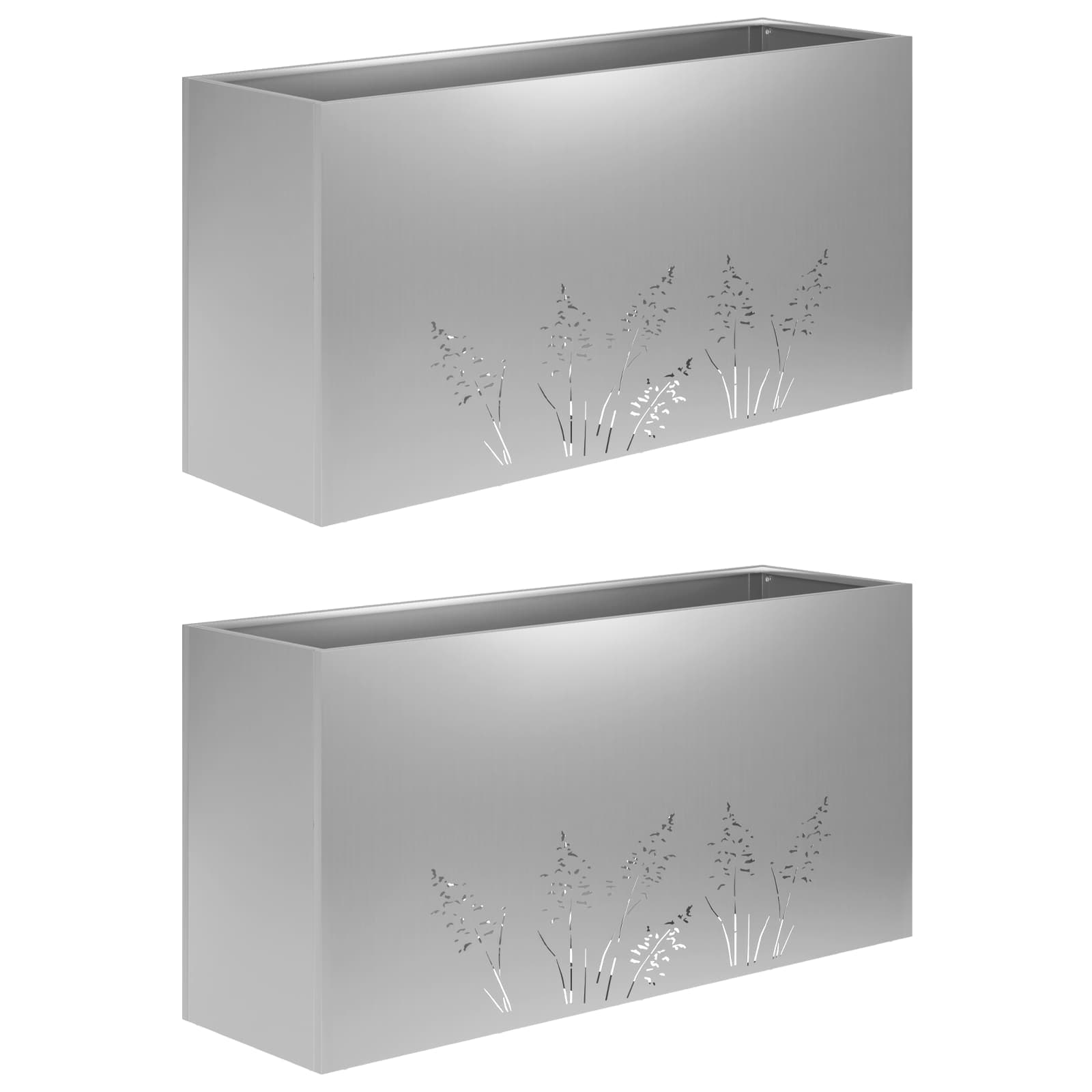 Vaso da giardino 2 pz Argento 100 x 30 x 49 cm Acciaio zincato