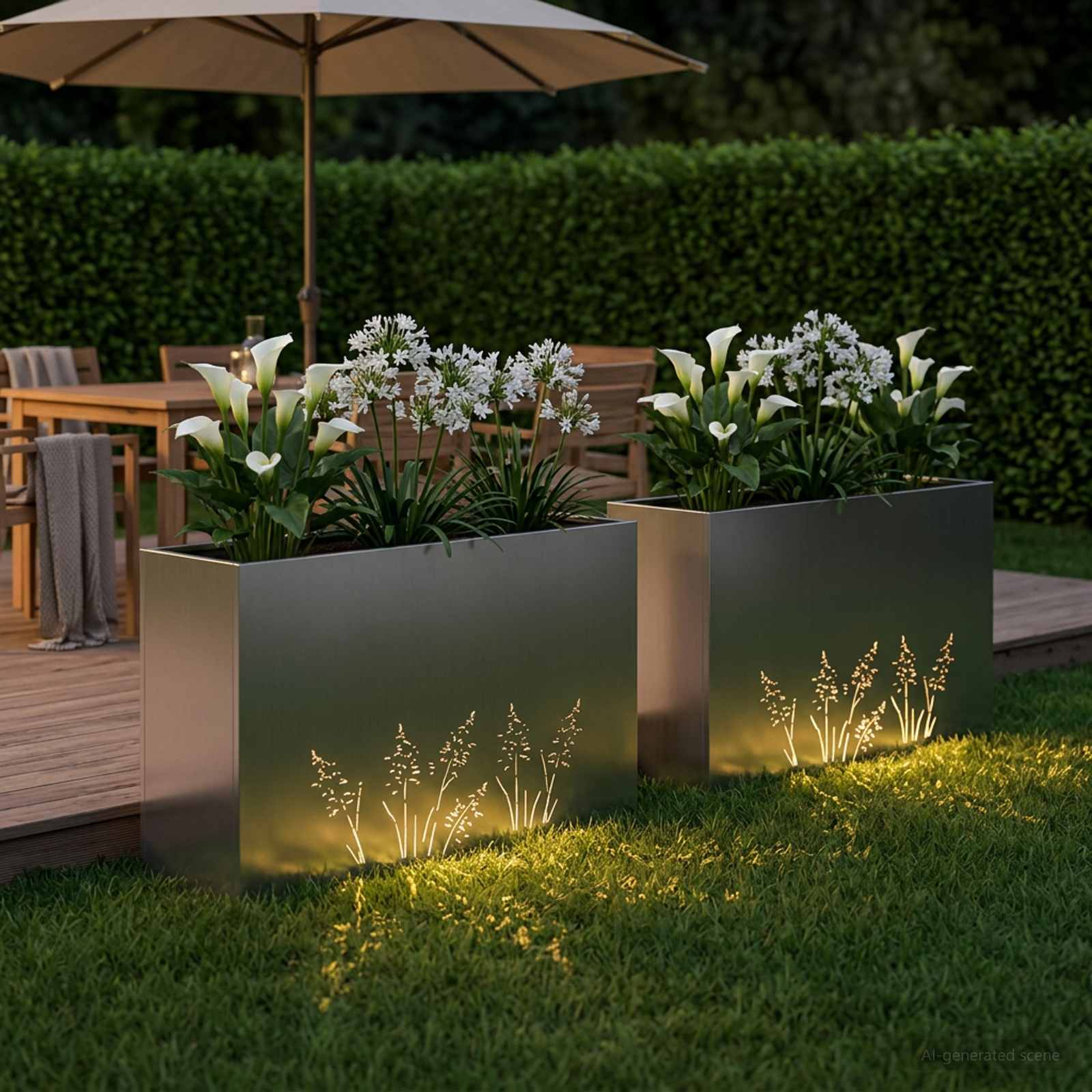 Vaso da giardino 2 pz Argento 100 x 30 x 49 cm Acciaio zincato