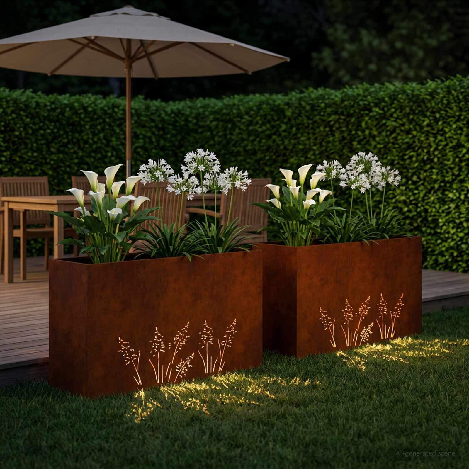 Vaso da giardino 2 pz Ruggine 100 x 30 x 49 cm Acciaio Corten