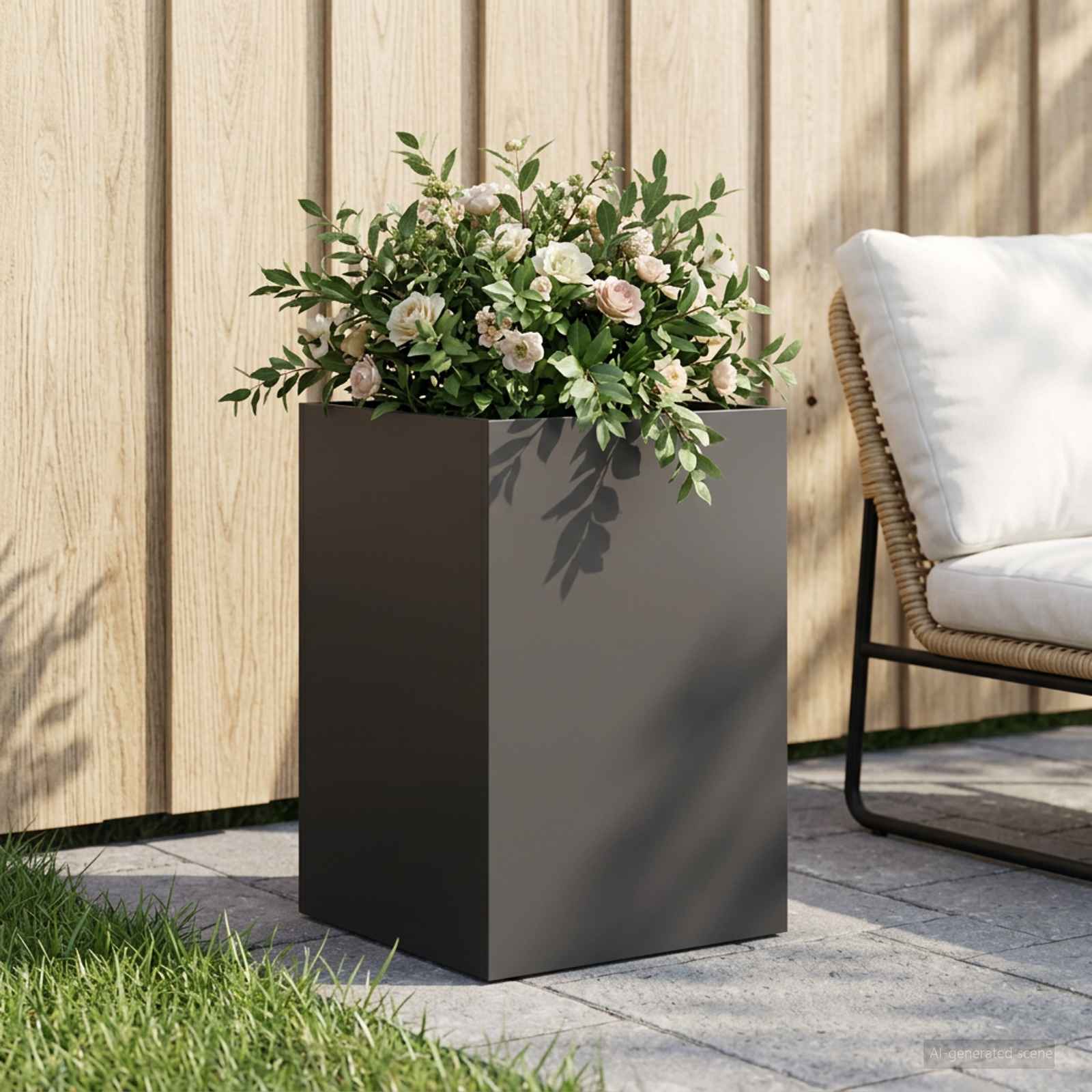 Vaso da giardino Nero 40 x 40 x 60 cm Acciaio laminato a freddo