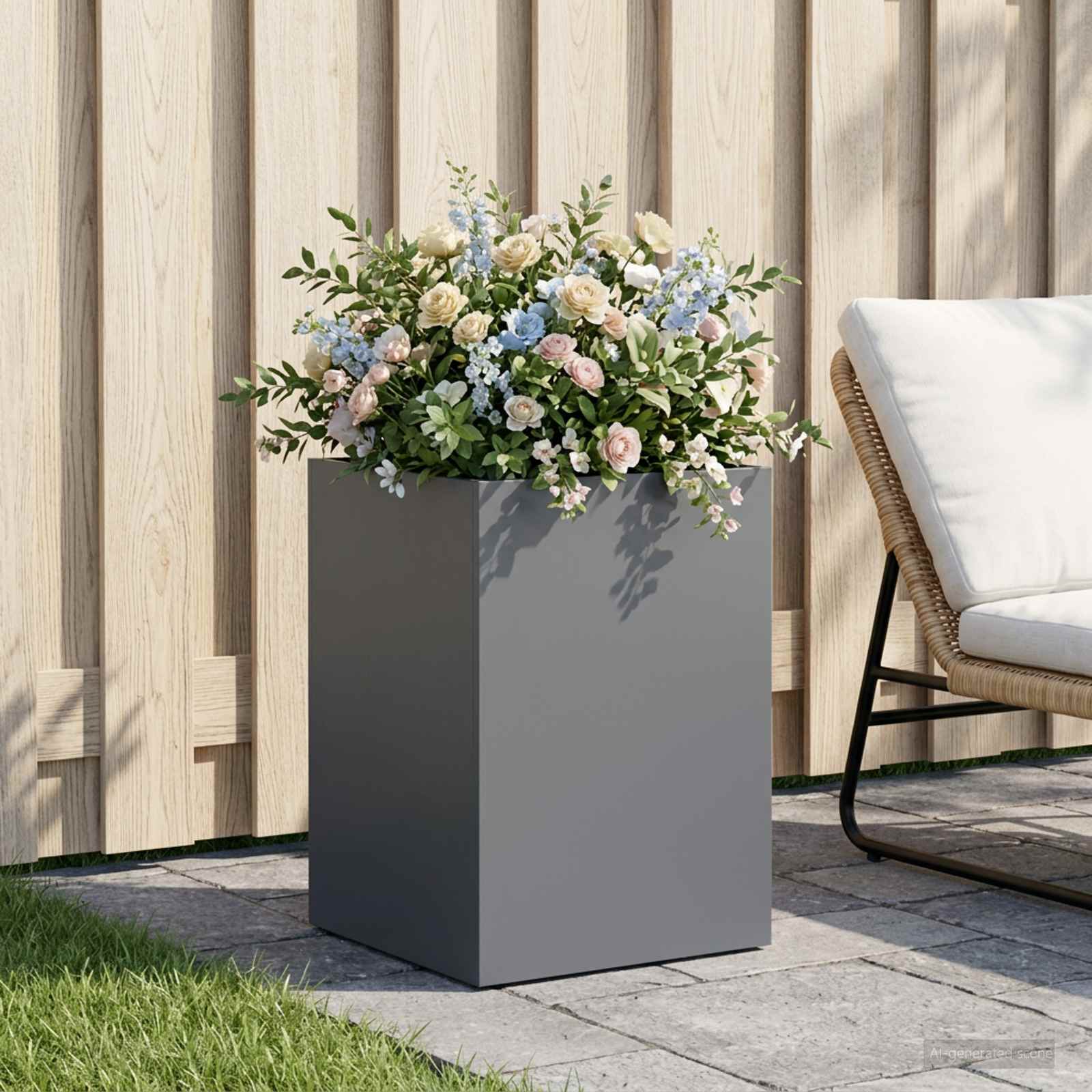 Vaso da giardino Antracite 40 x 40 x 60 cm