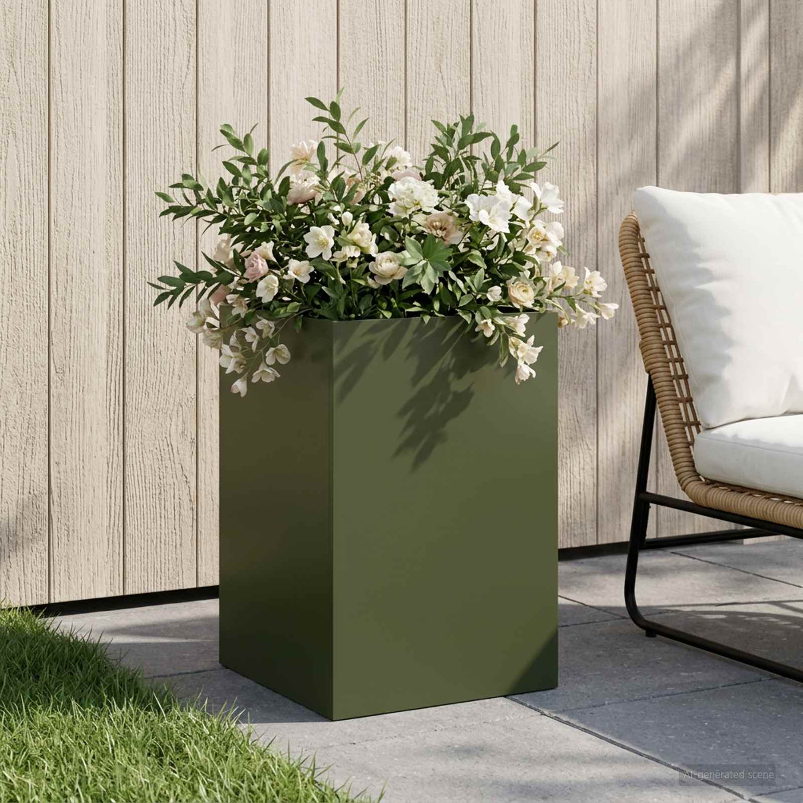 Vaso da giardino Verde Oliva 40 x 40 x 60 cm