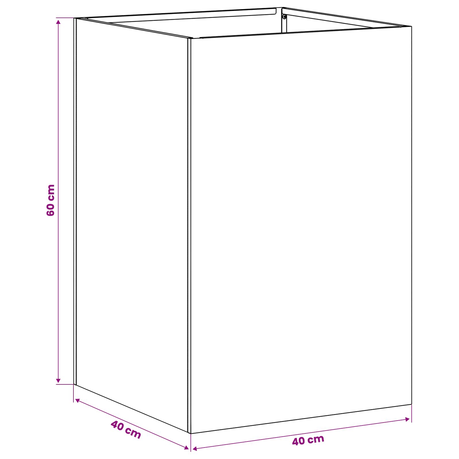 Vaso da giardino Argento 40 x 40 x 60 cm Acciaio zincato