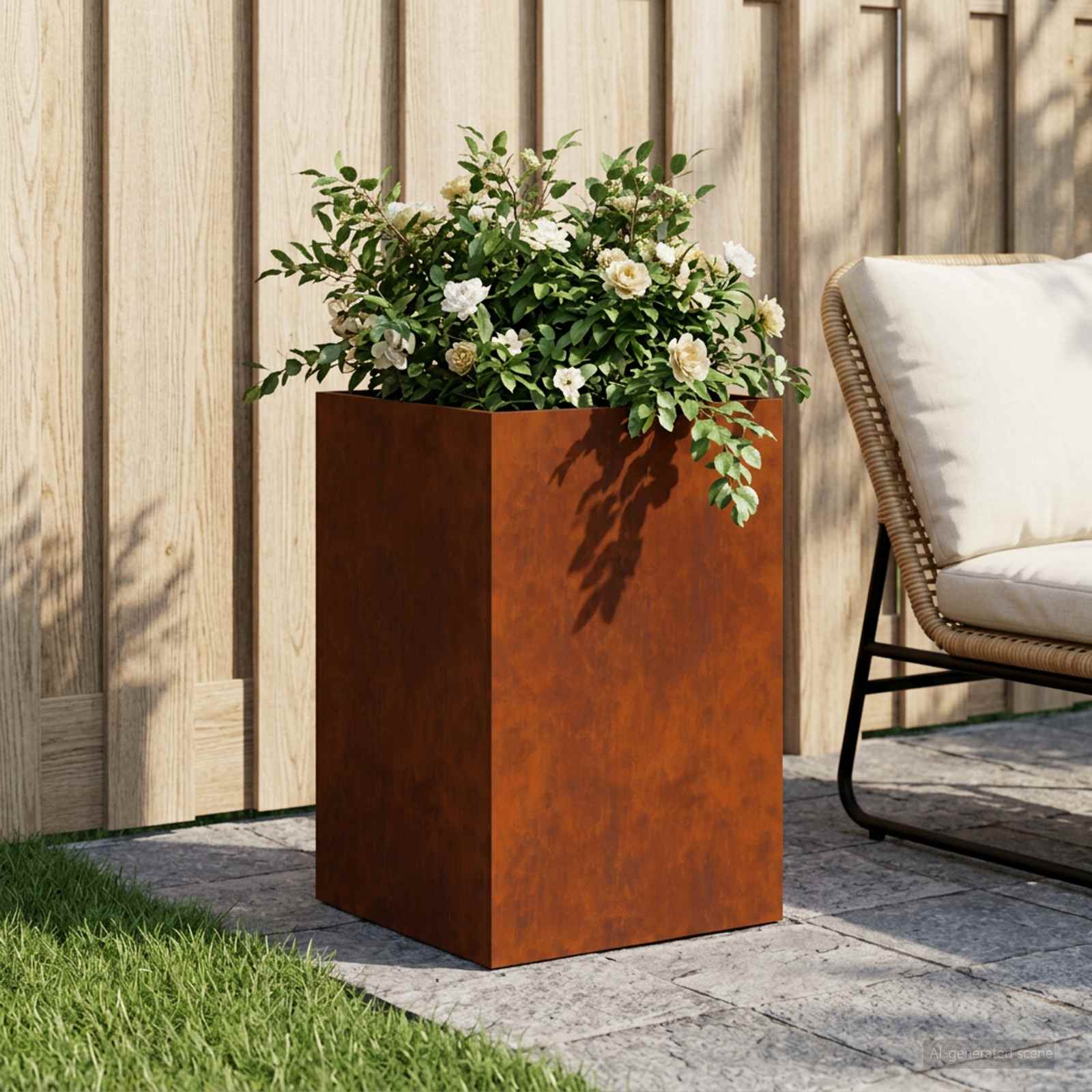 Vaso da giardino Ruggine 40 x 40 x 60 cm Acciaio Corten