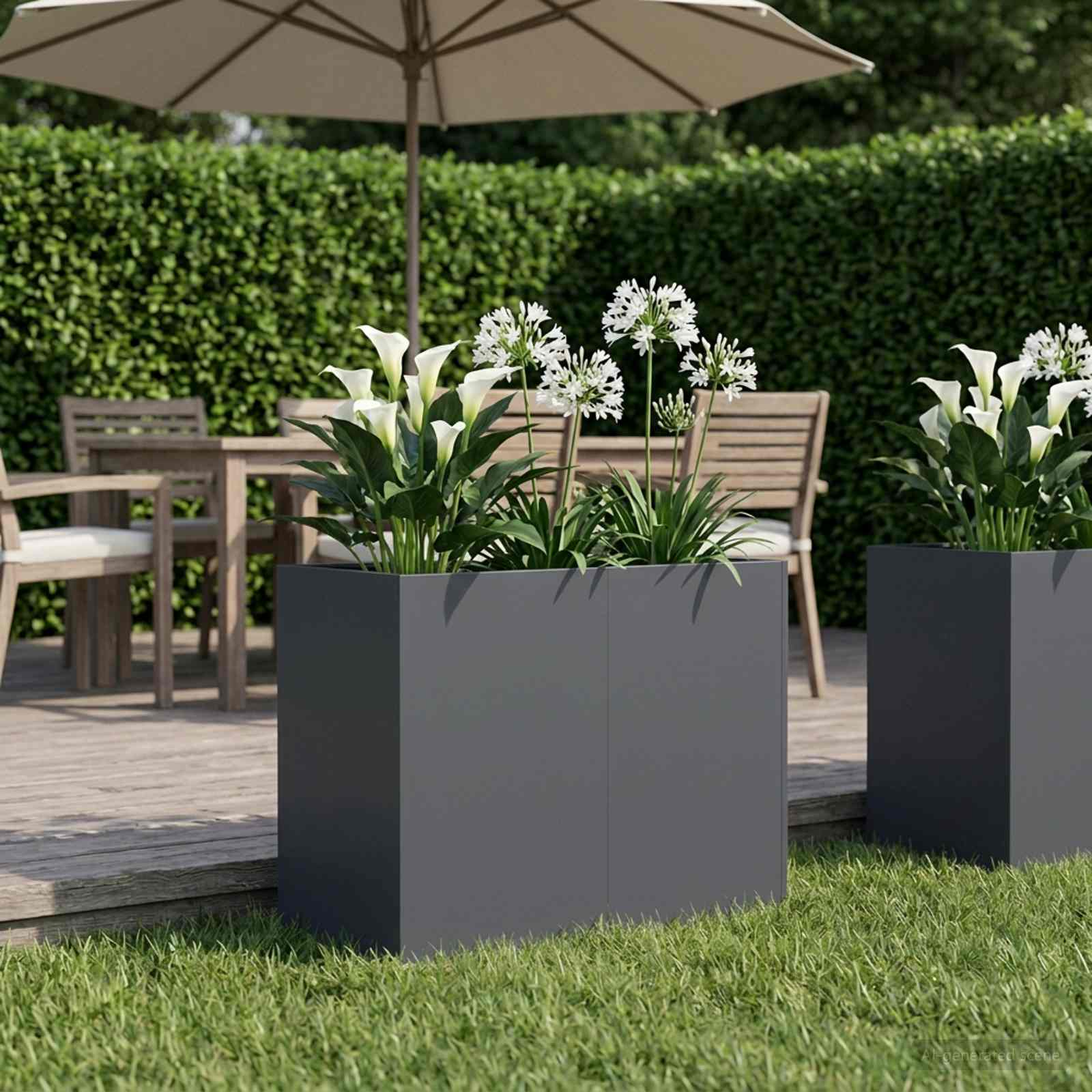 Vaso da giardino Antracite 80 x 40 x 60 cm