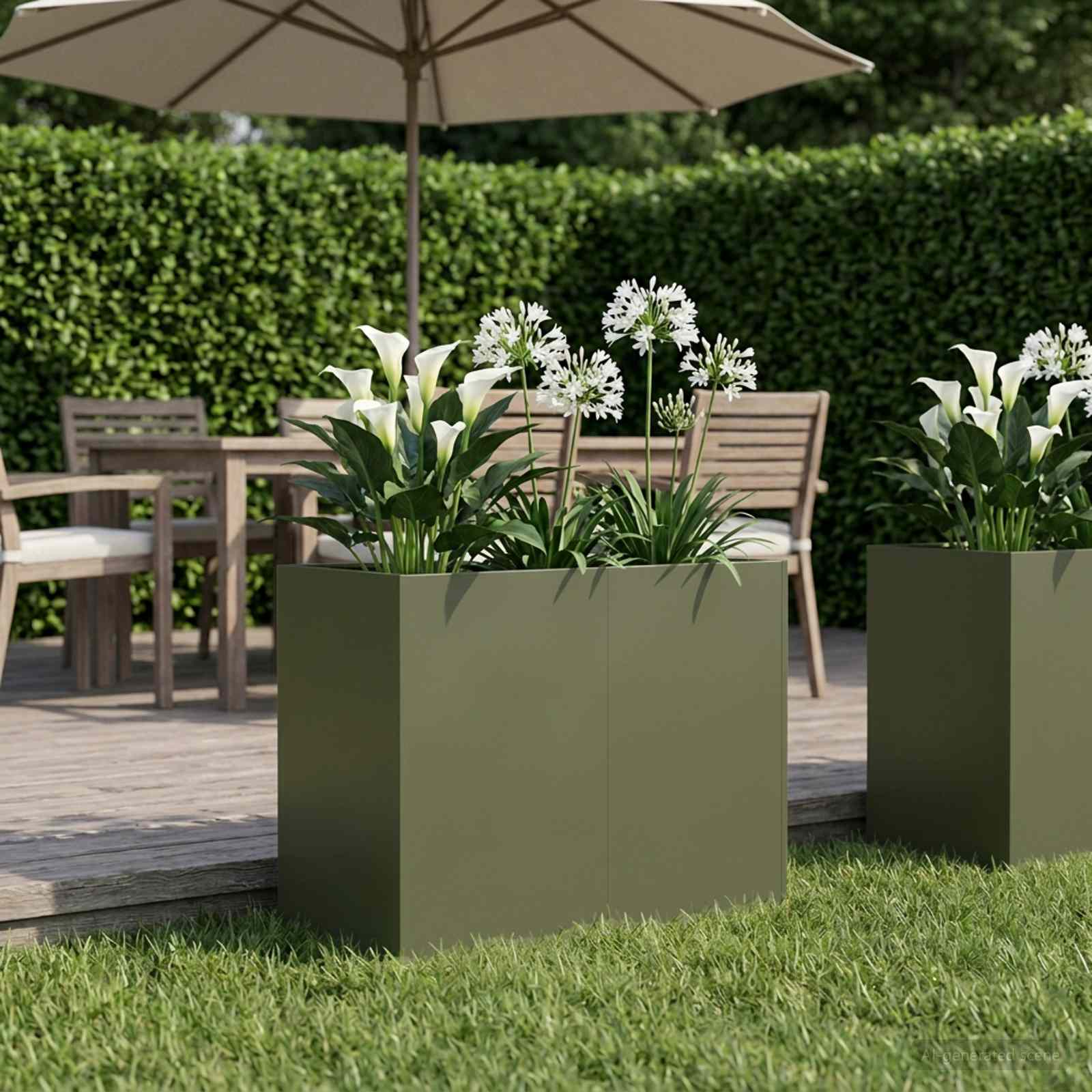Vaso da giardino Verde Oliva 80 x 40 x 60 cm
