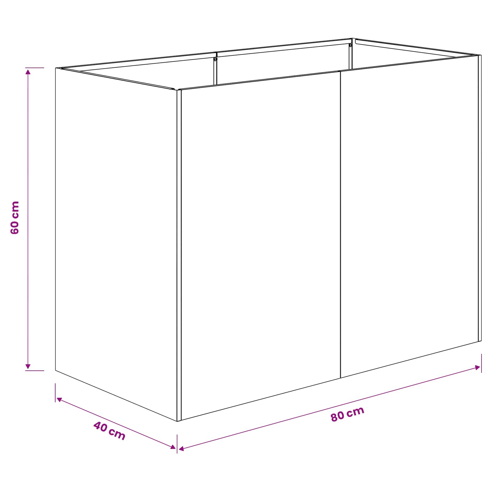 Vaso da giardino Ruggine 80 x 40 x 60 cm Acciaio Corten