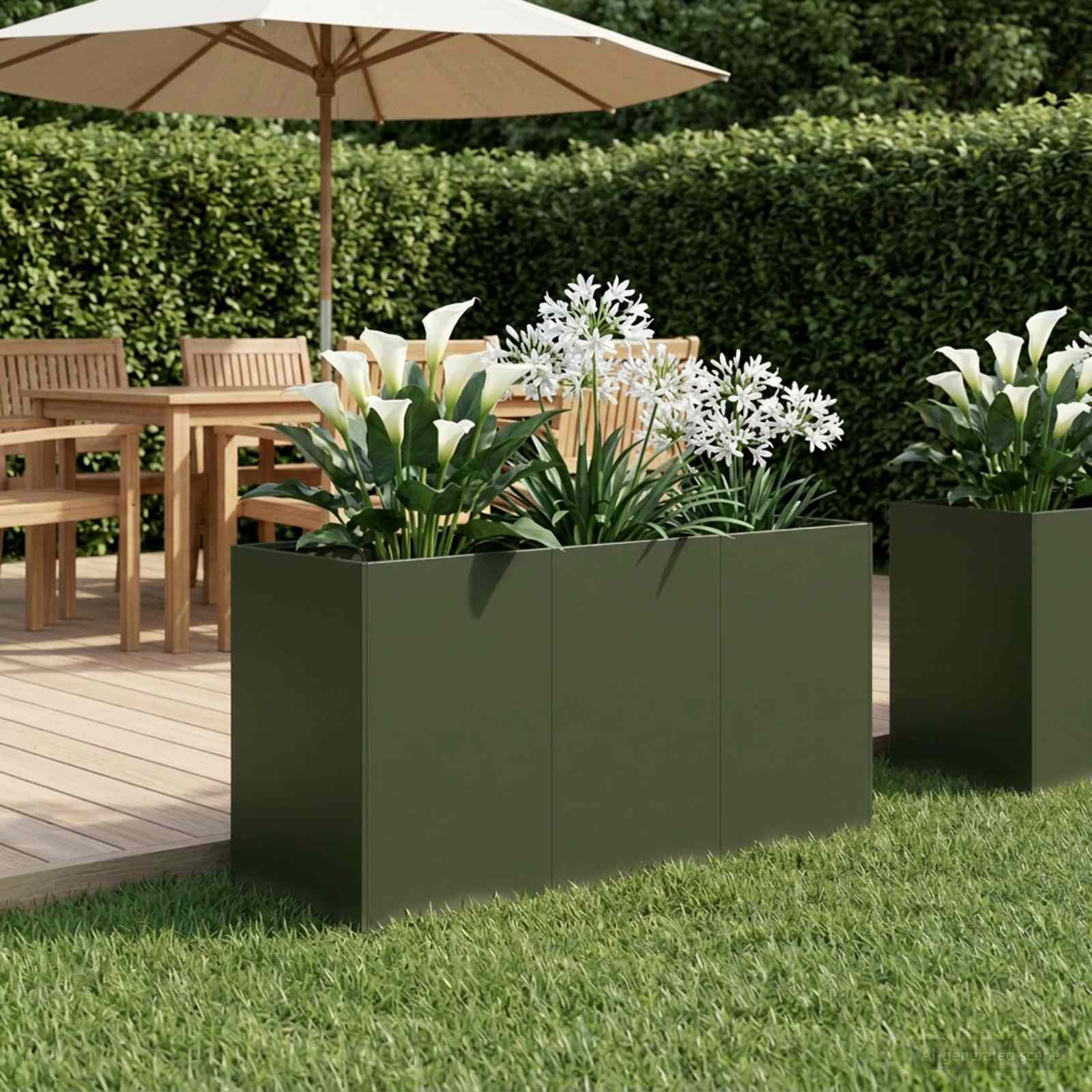Vaso da giardino Verde Oliva 120 x 40 x 60 cm