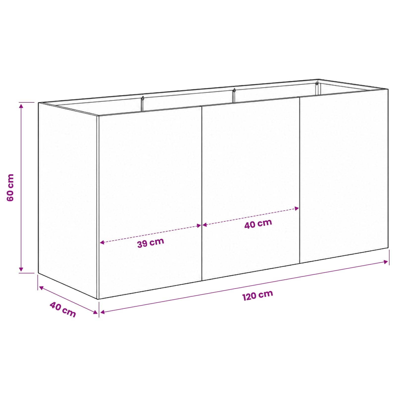 Vaso da giardino Verde Oliva 120 x 40 x 60 cm