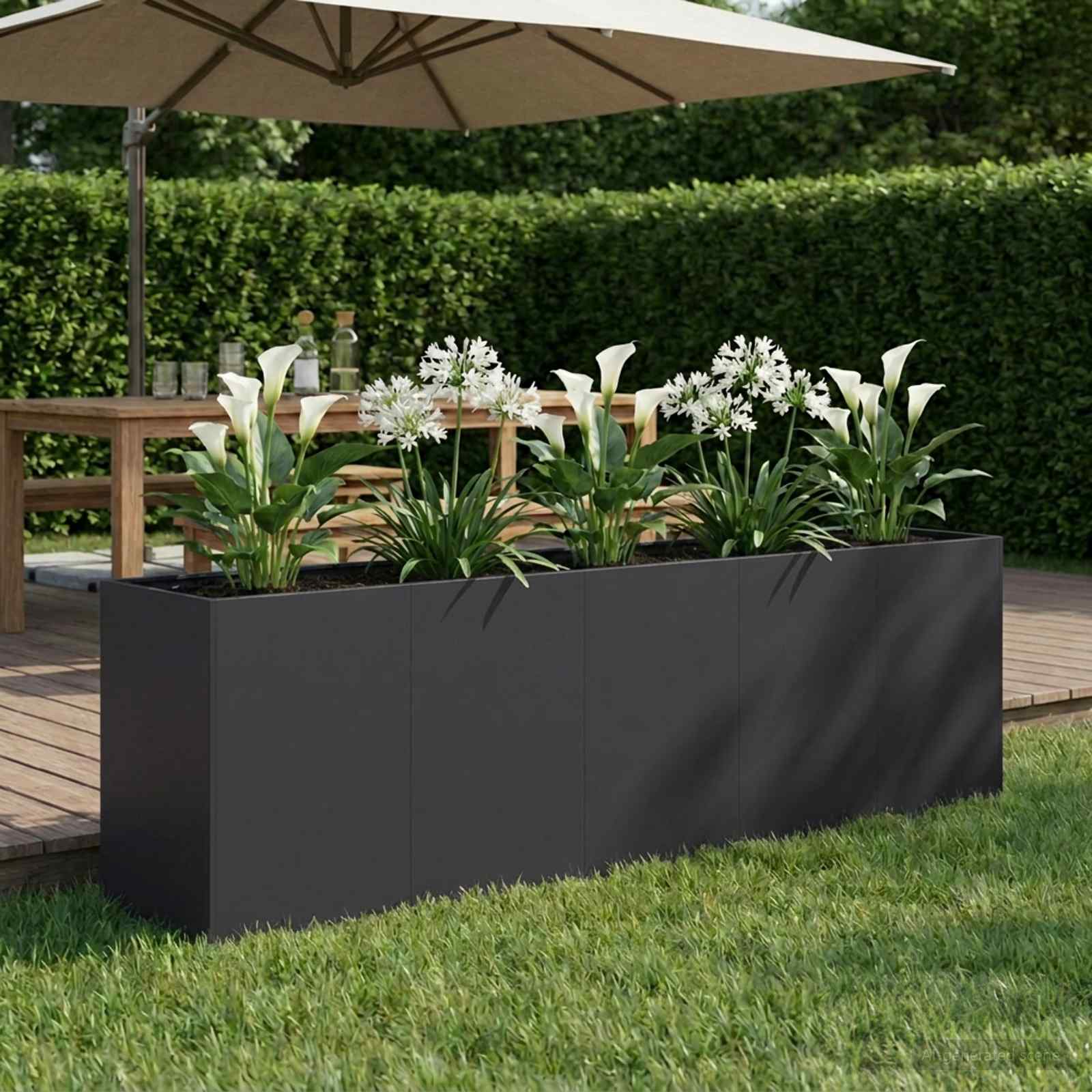 Vaso da giardino Nero 200 x 40 x 60 cm