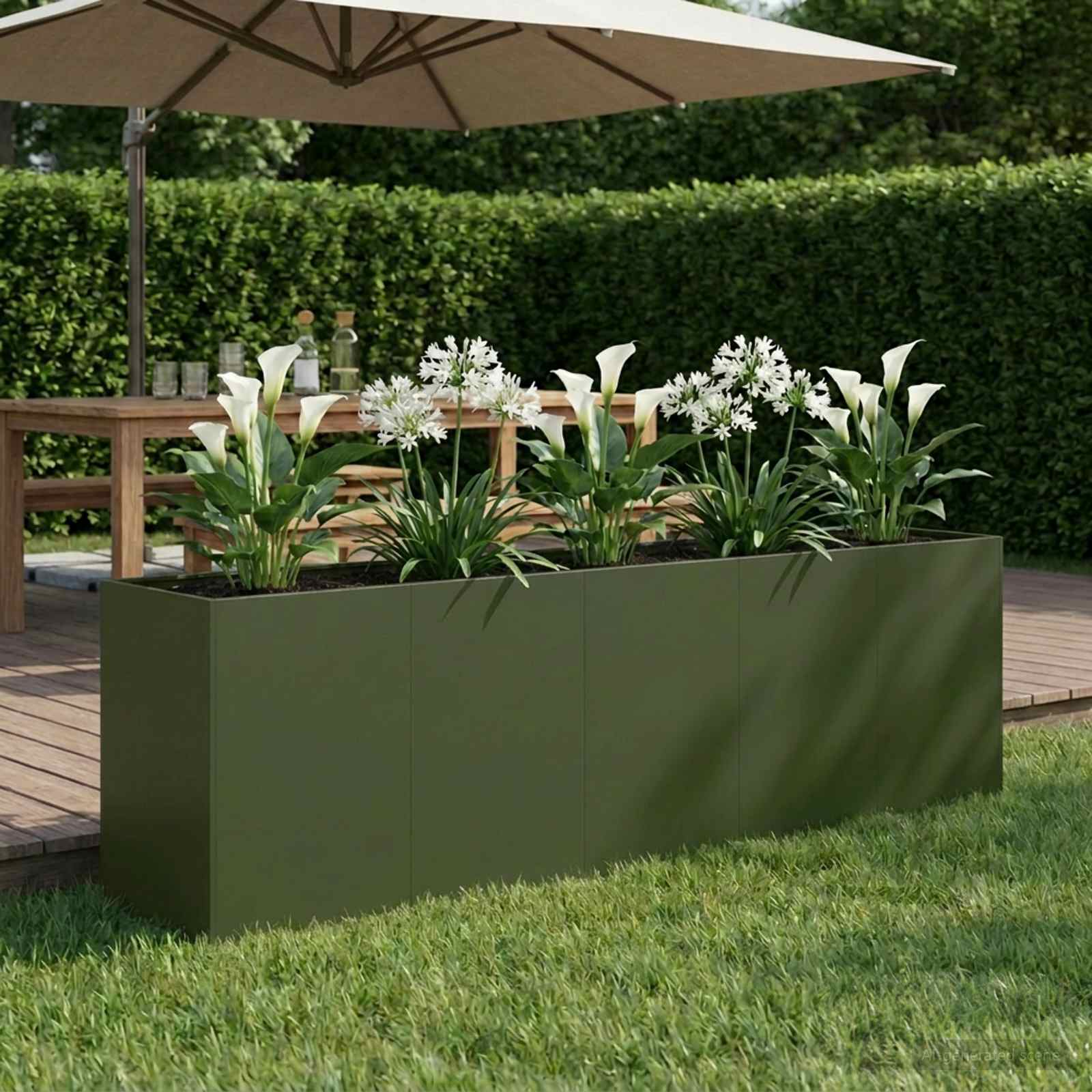 Vaso da giardino Verde Oliva 200 x 40 x 60 cm