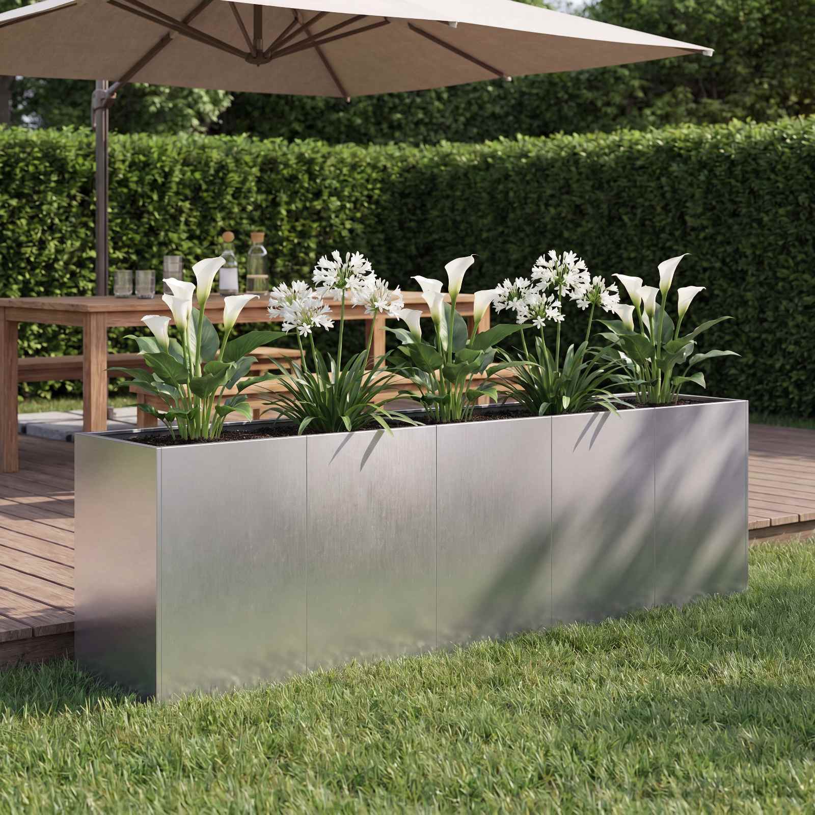 Vaso da giardino Argento 200 x 40 x 60 cm Acciaio Inox