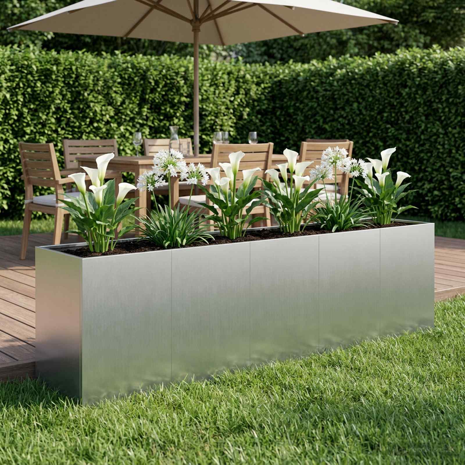 Vaso da giardino Argento 200 x 40 x 60 cm Acciaio zincato