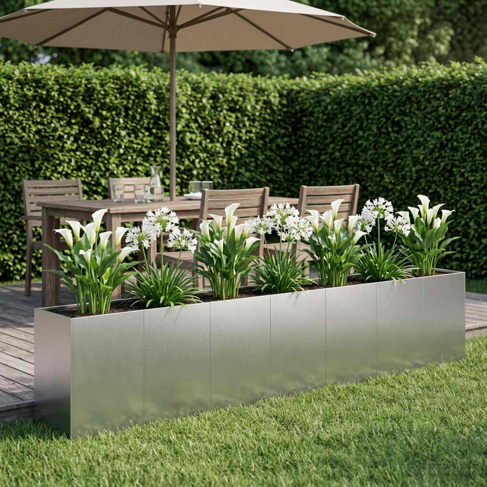 Vaso da giardino Argento 280 x 40 x 60 cm Acciaio Inox