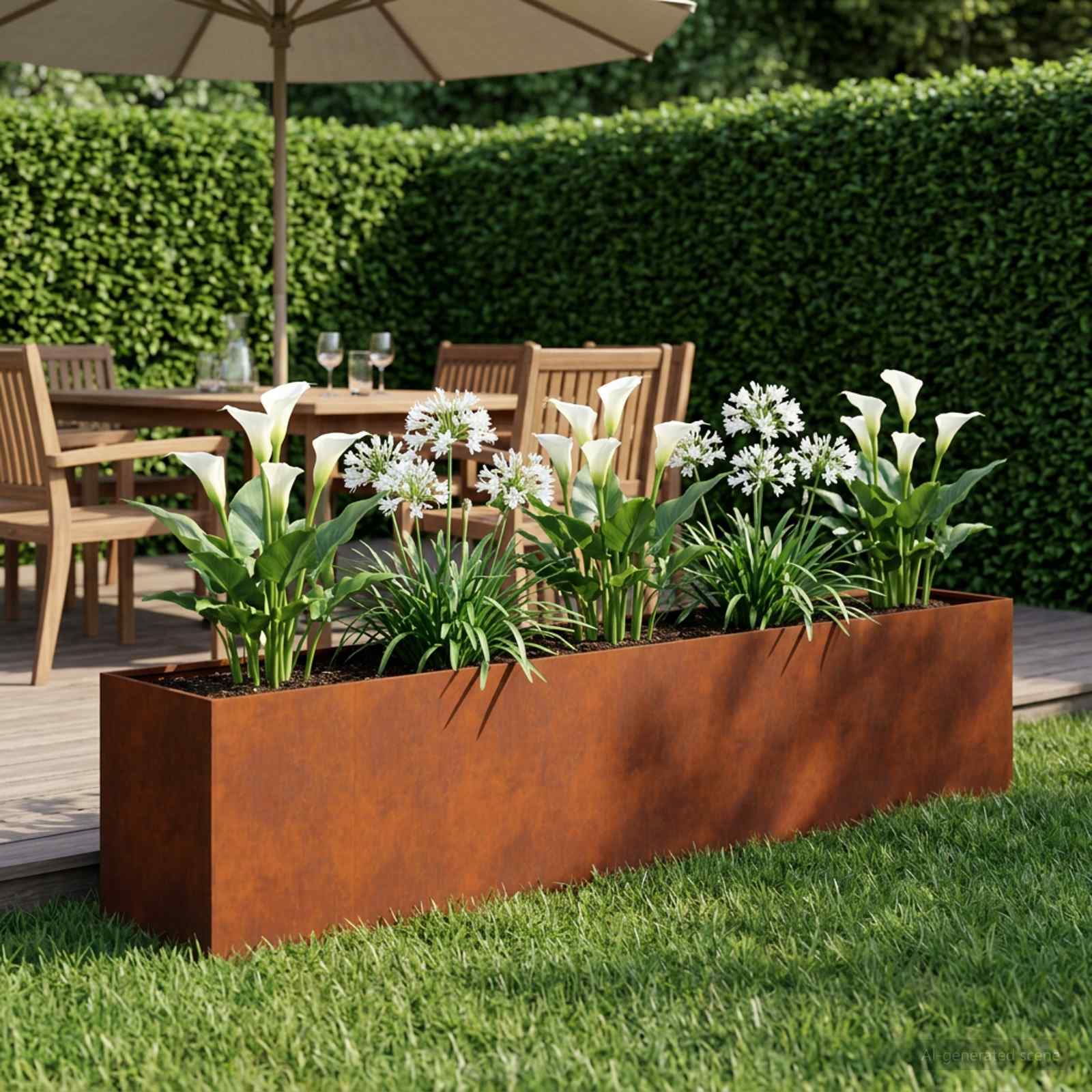 Vaso da giardino Ruggine 280 x 40 x 60 cm Acciaio Corten