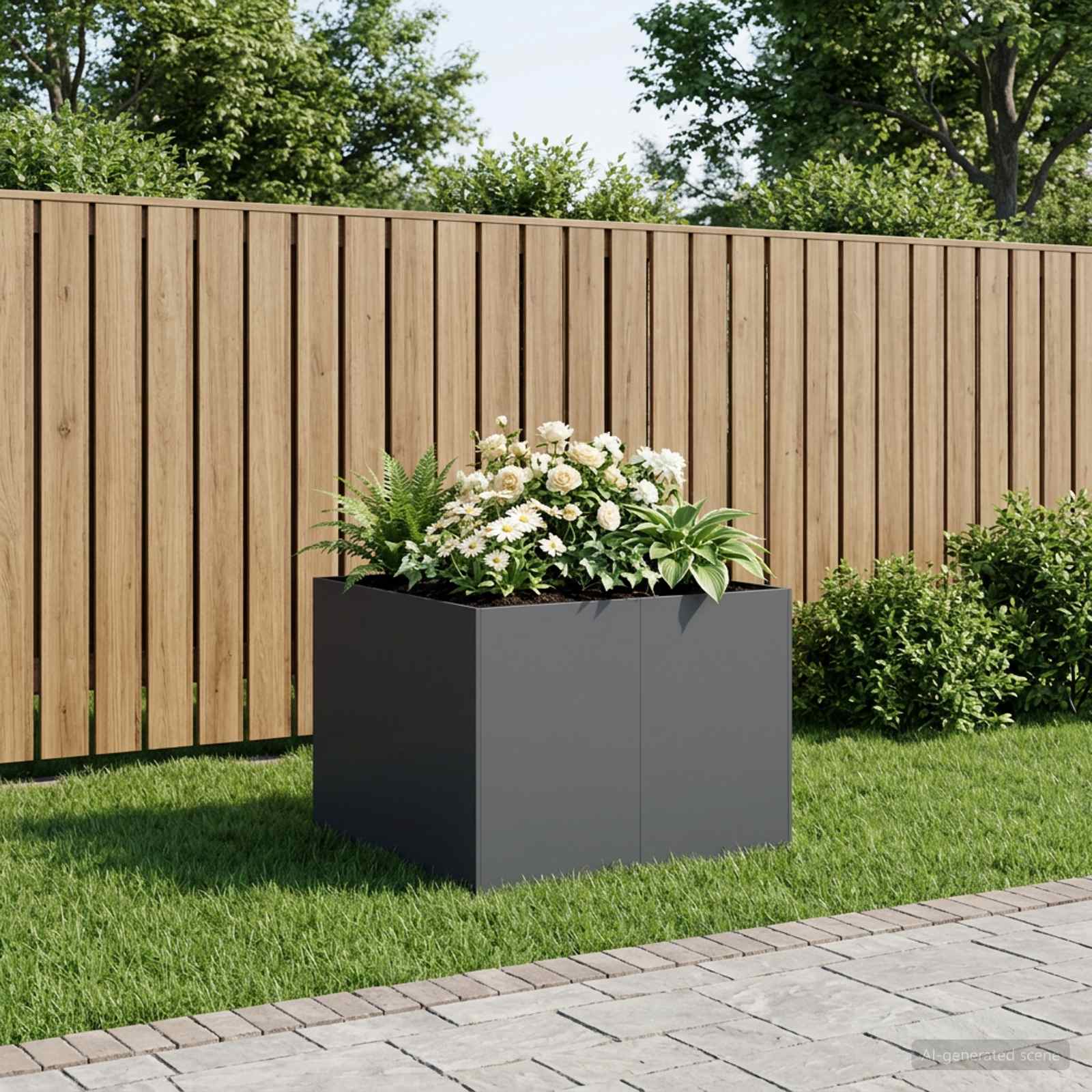 Vaso da giardino Antracite 80 x 80 x 60 cm