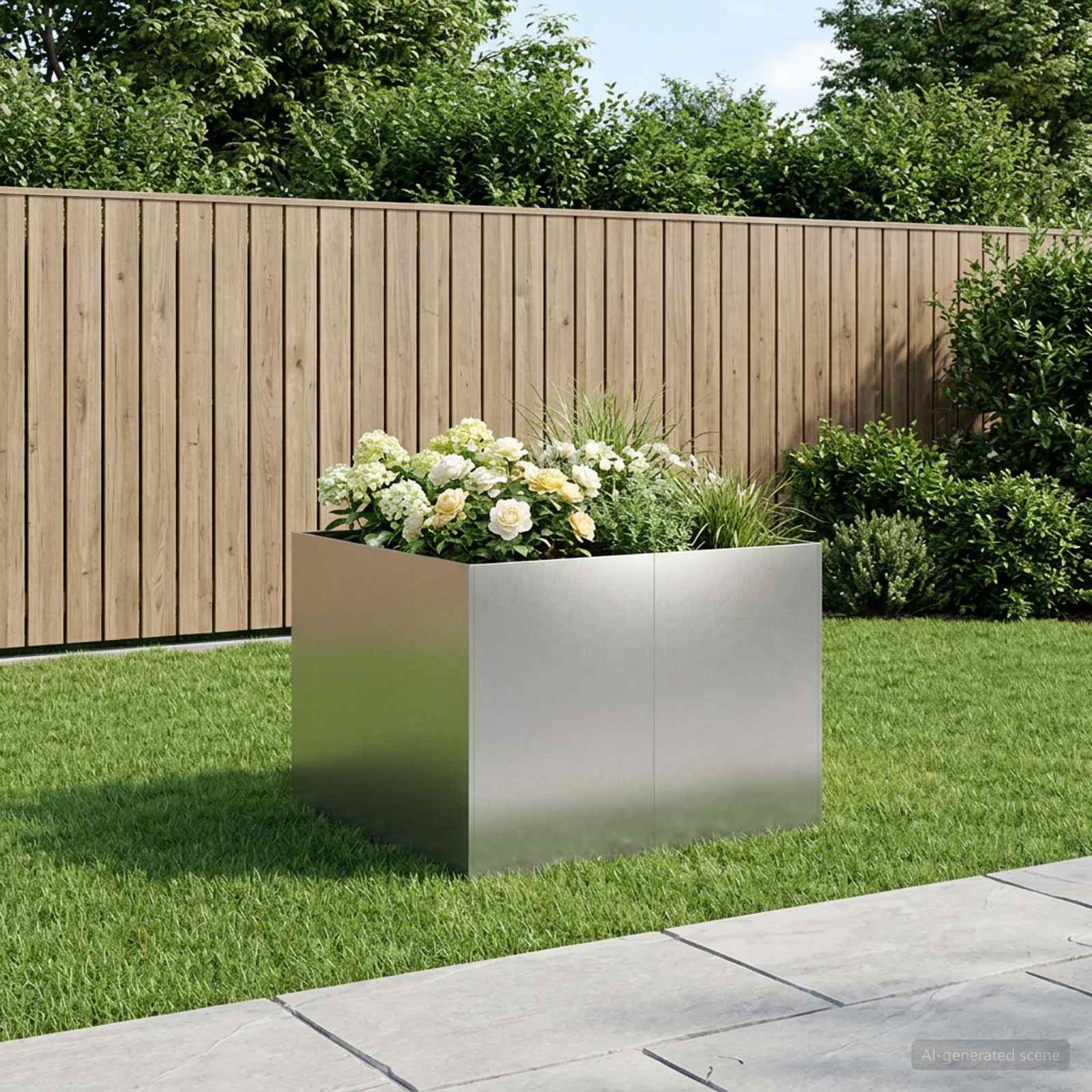Vaso da giardino Argento 80 x 80 x 60 cm Acciaio Inox