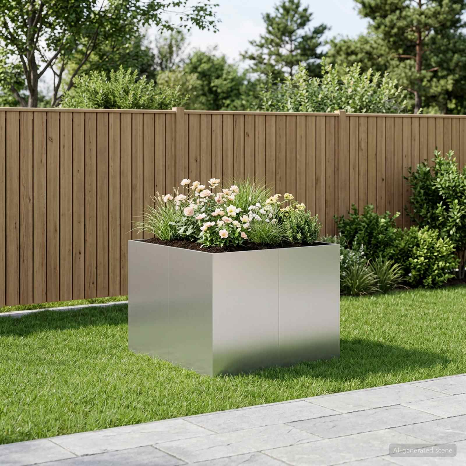 Vaso da giardino Argento 80 x 80 x 60 cm Acciaio zincato