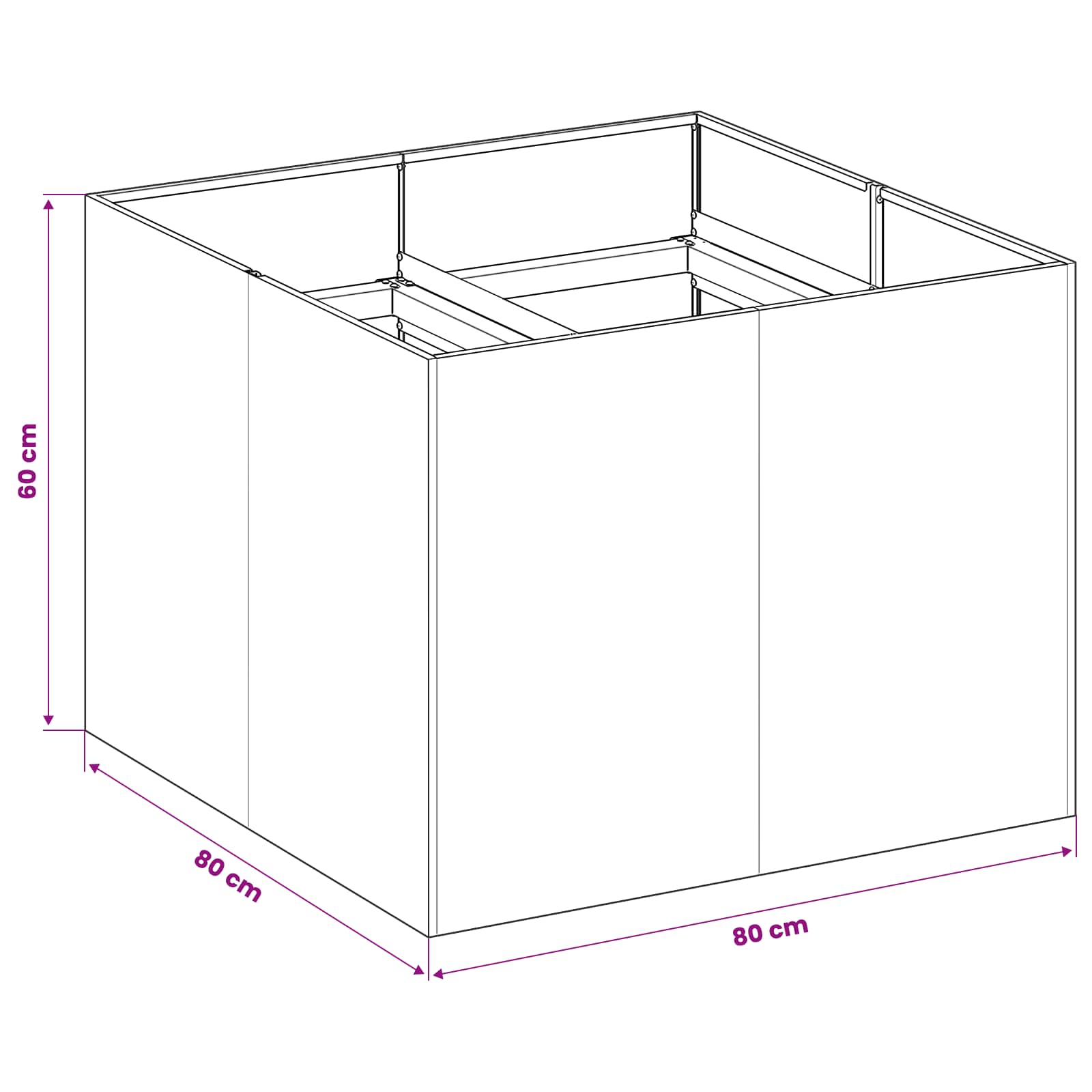 Vaso da giardino Argento 80 x 80 x 60 cm Acciaio zincato