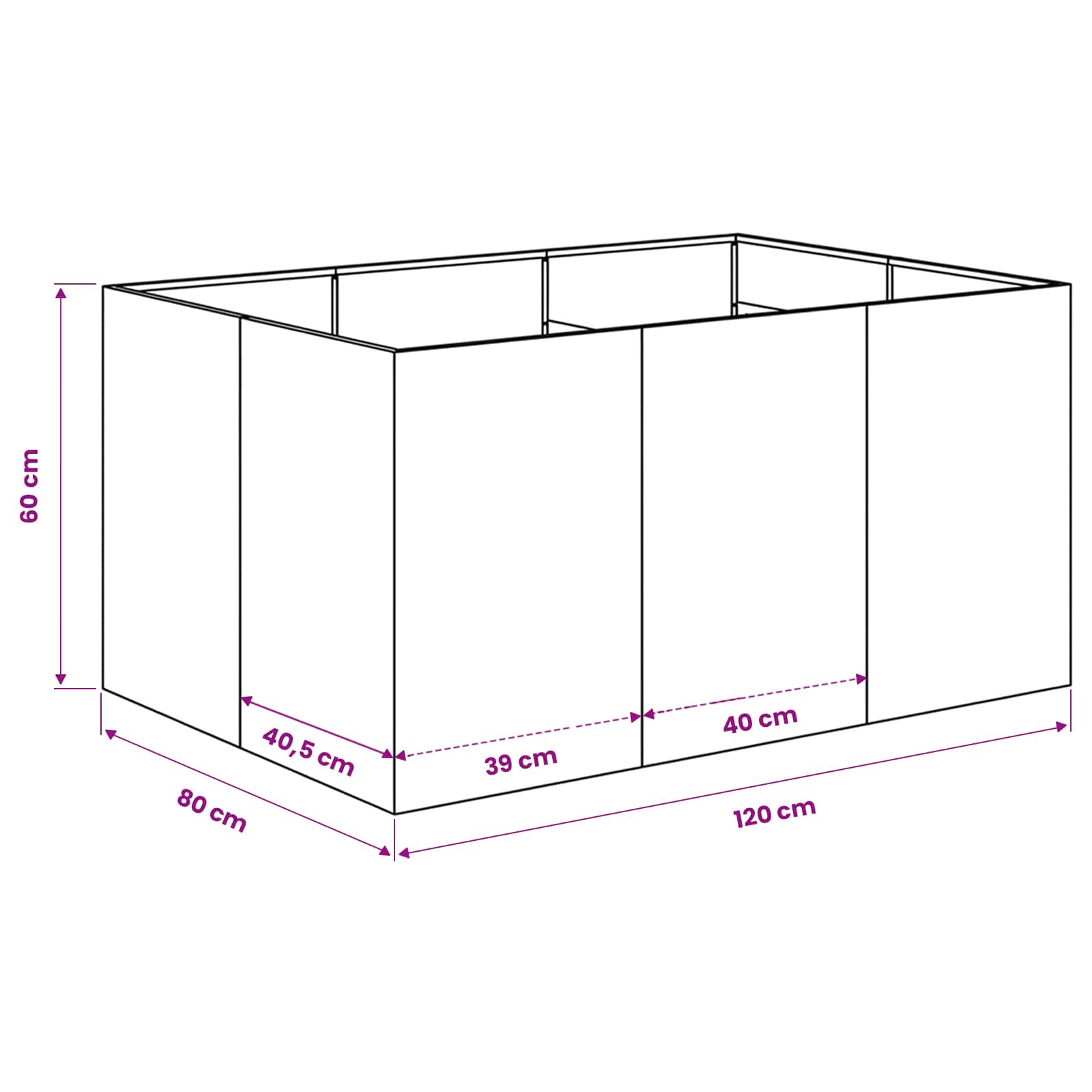 Vaso da giardino Argento 120 x 80 x 60 cm Acciaio Inox