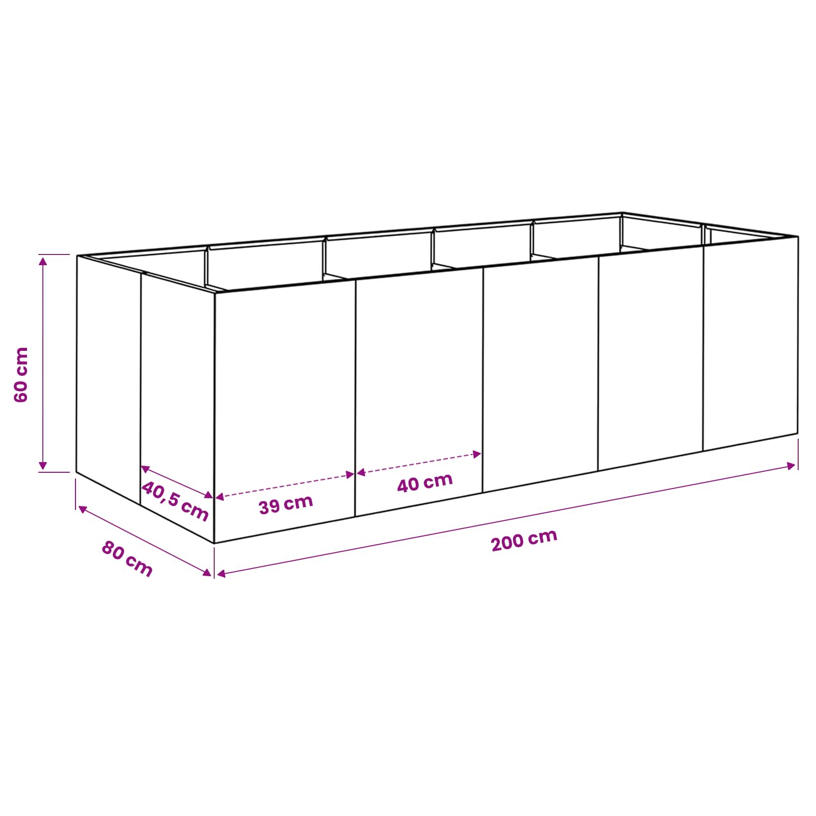 Vaso da giardino Bianco 200 x 80 x 60 cm