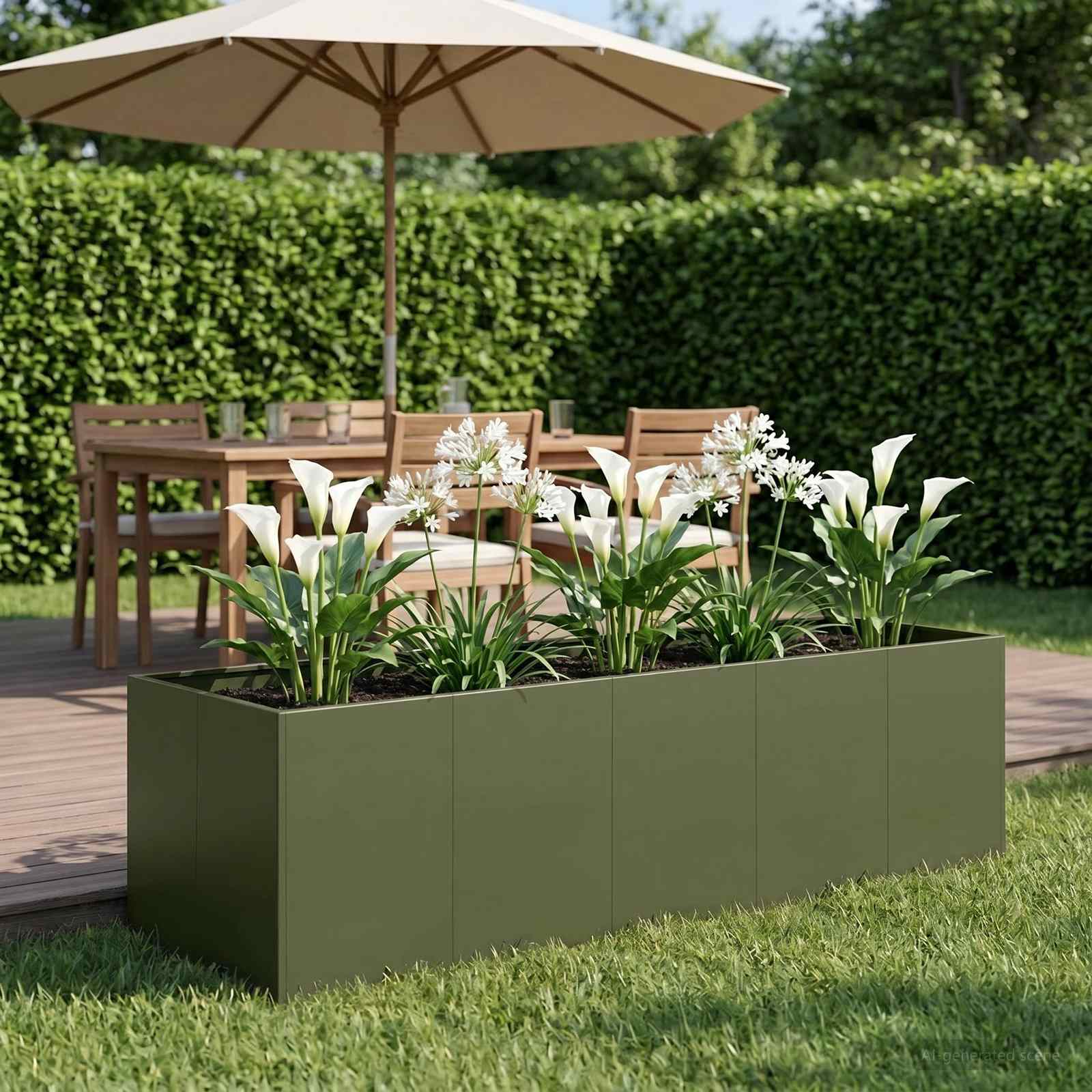 Vaso da giardino Verde Oliva 200 x 80 x 60 cm