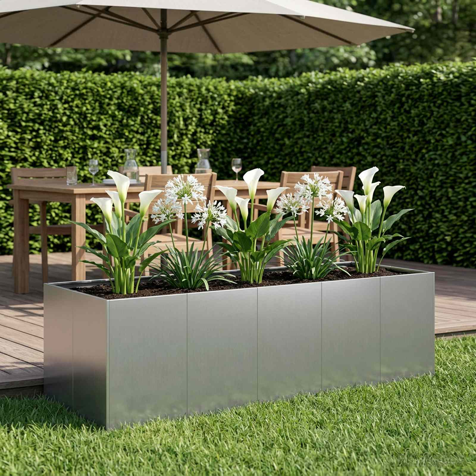 Vaso da giardino Argento 200 x 80 x 60 cm Acciaio zincato