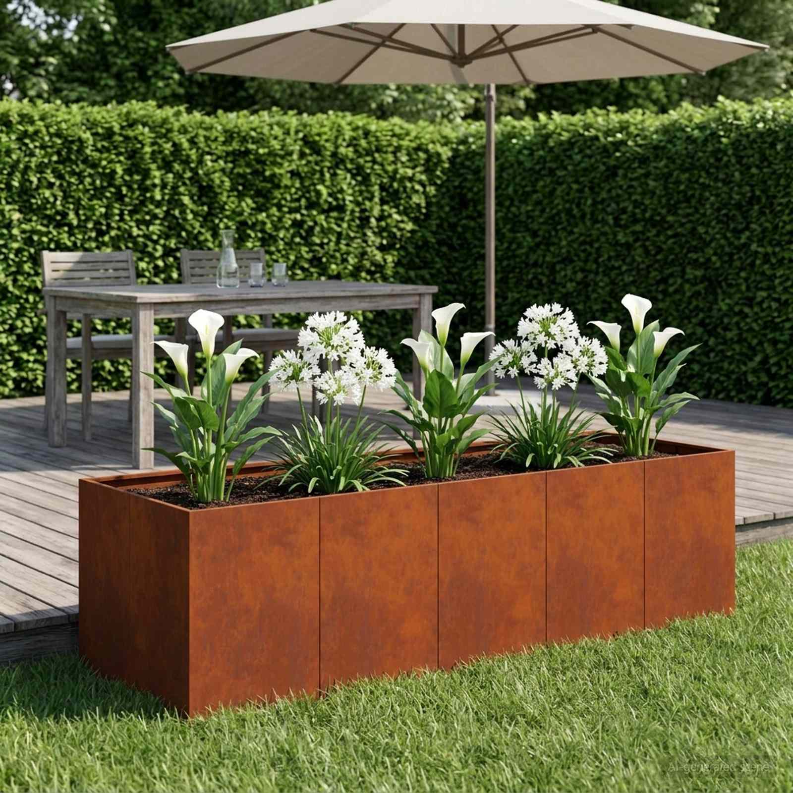 Vaso da giardino Ruggine 200 x 80 x 60 cm Acciaio Corten