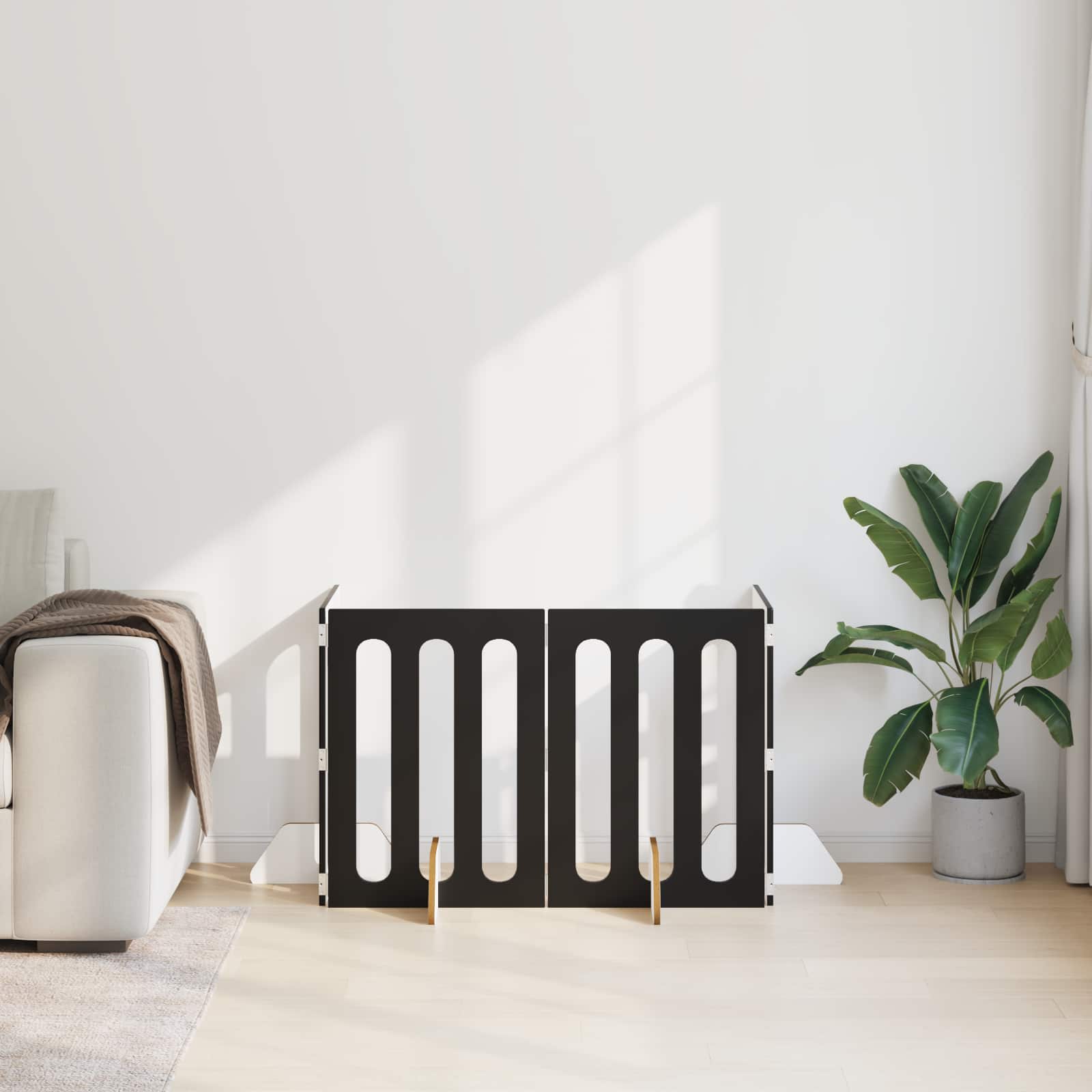 Recinto pieghevole per animali 4 pz Rovere Nero