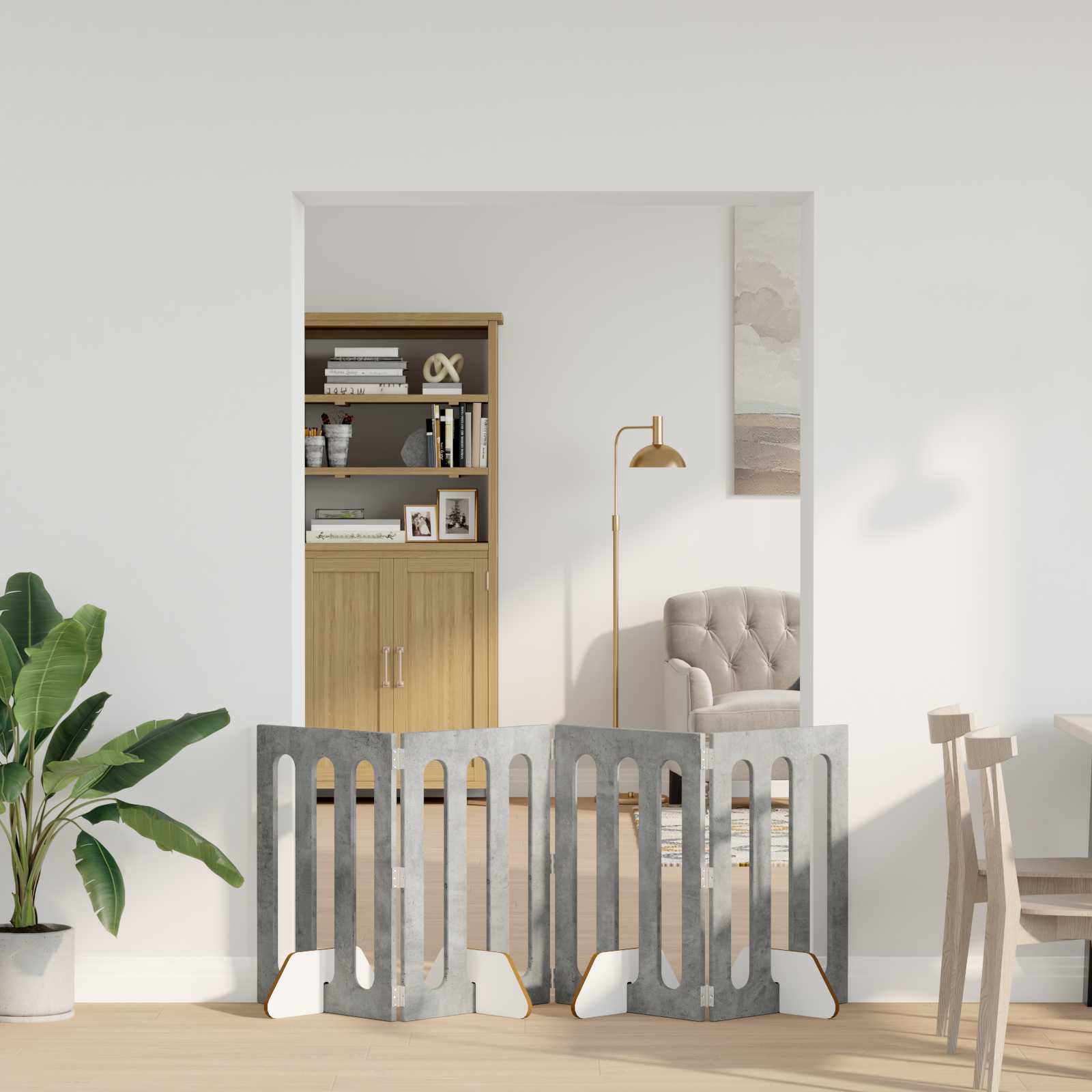 Recinto pieghevole per animali 4 pz Grigio Cemento