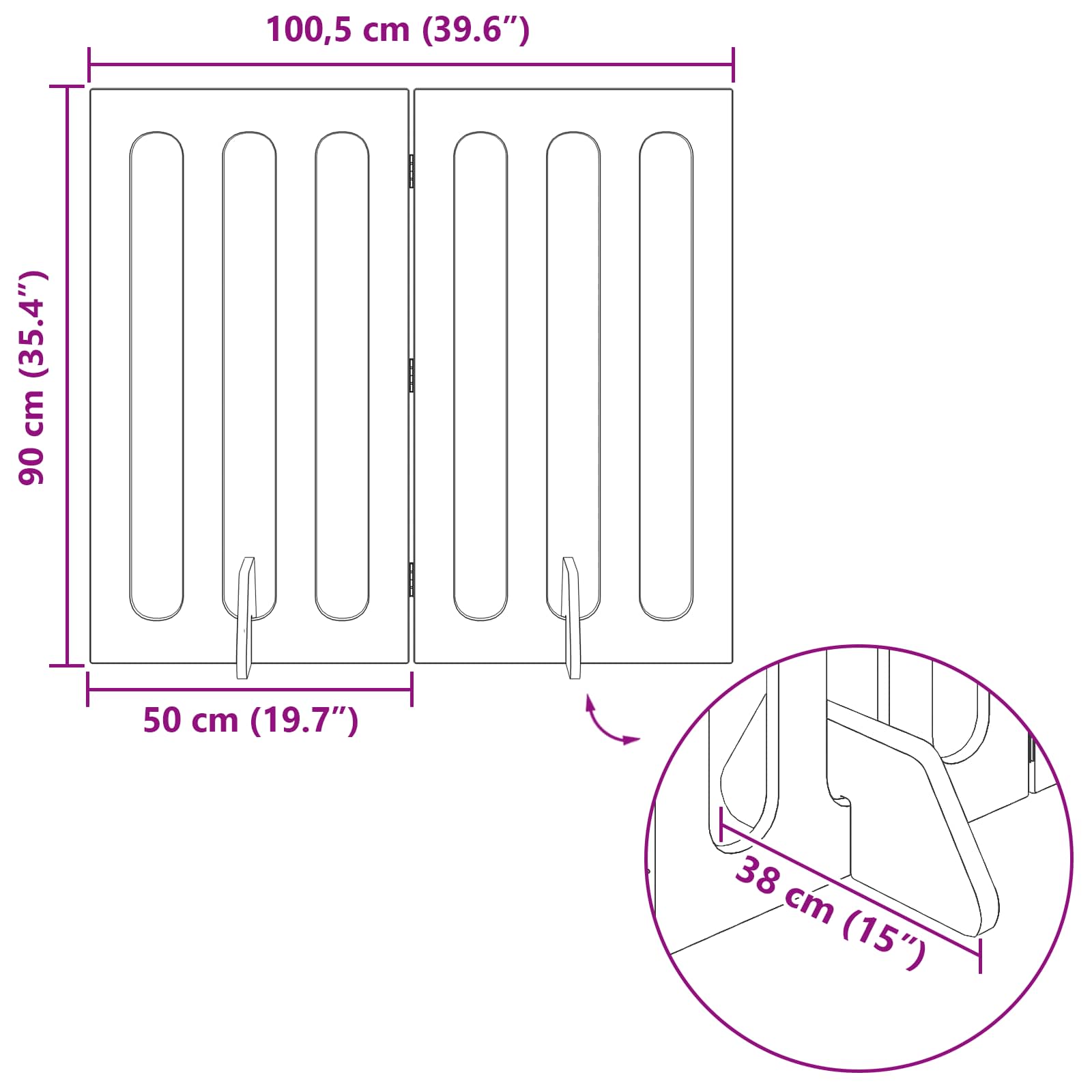 Recinto pieghevole per animali 2 pz Bianco 100,5 x 38 x 90 cm