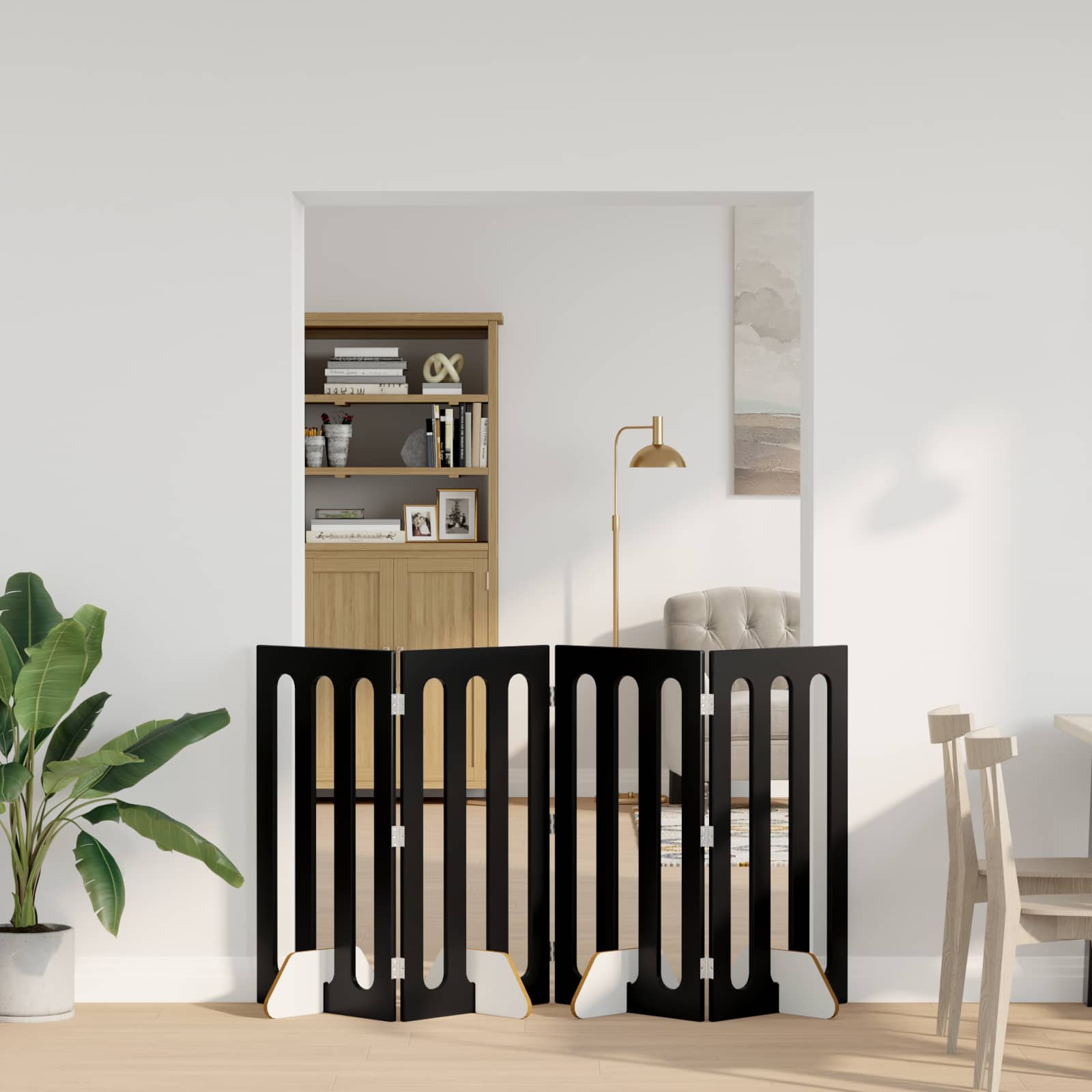 Recinto pieghevole per animali 4 pz Rovere Nero