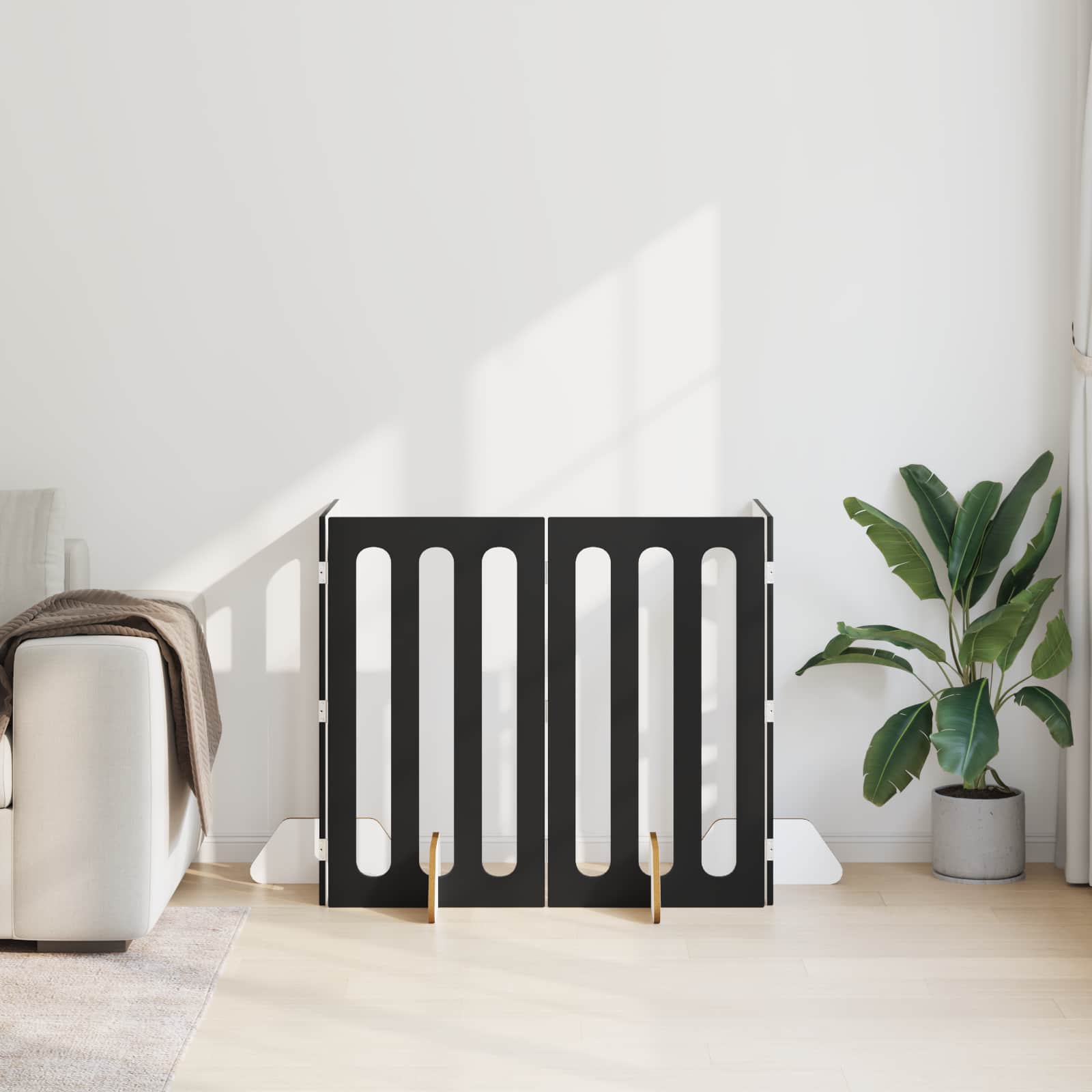 Recinto pieghevole per animali 4 pz Rovere Nero