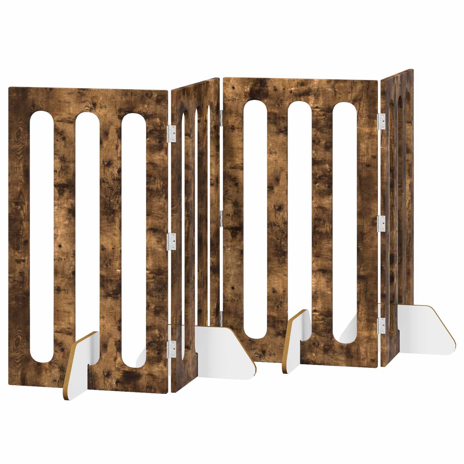 Recinto pieghevole per animali 4 pz Rovere Fumo