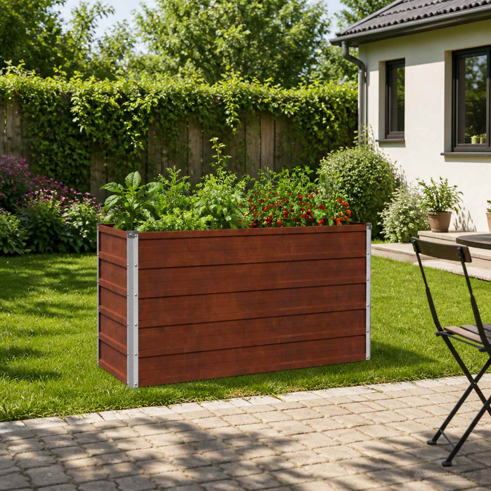 Letto rialzato da giardino Ruggine 100 x 40 x 55 cm cartone