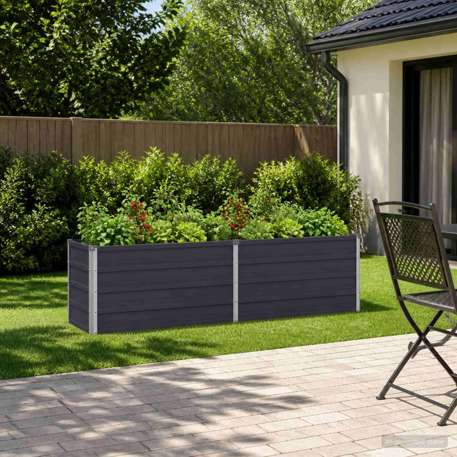 Letto rialzato da giardino Antracite 160 x 40 x 55 cm