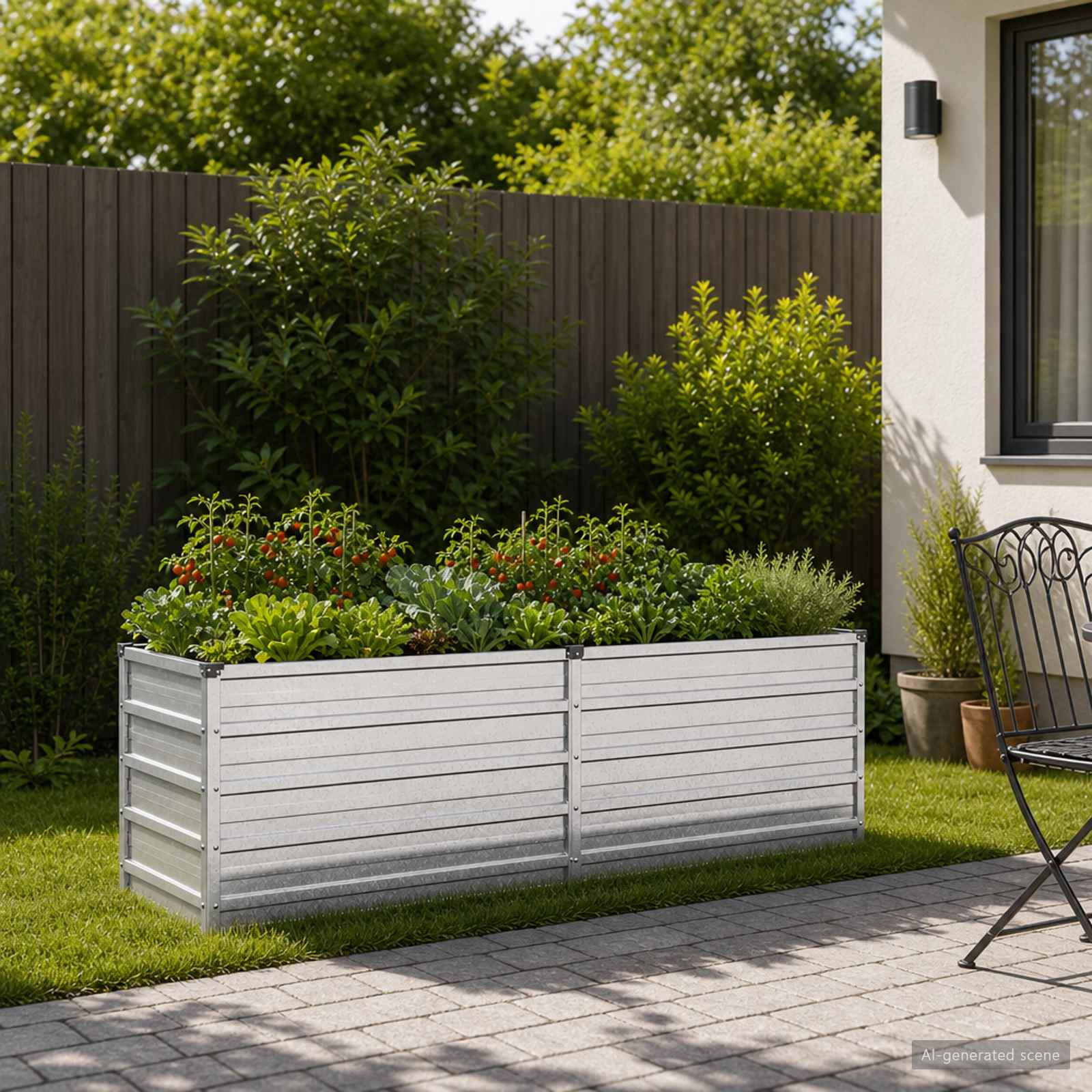 Letto rialzato da giardino Argento 160 x 40 x 55 cm
