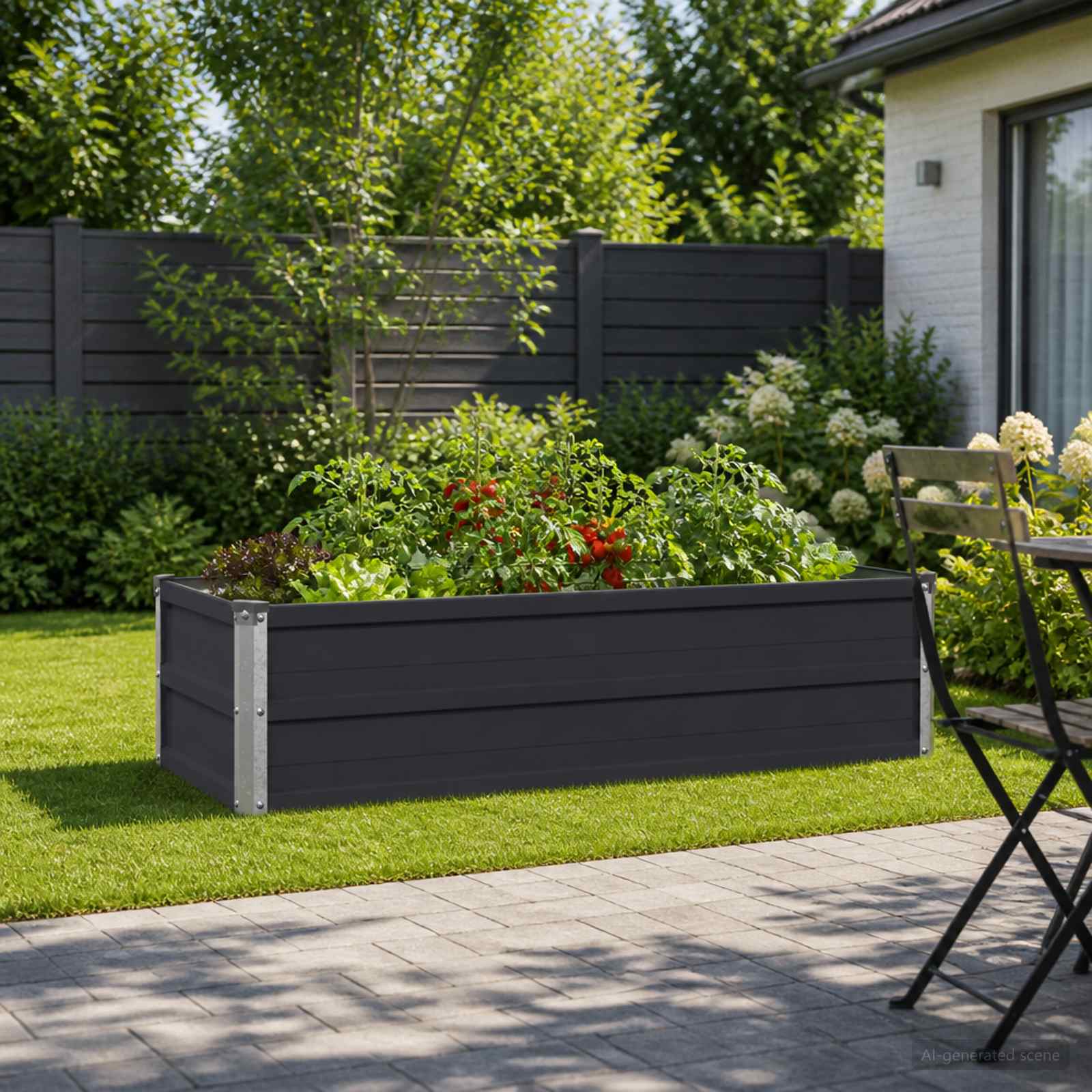 Letto rialzato da giardino Antracite 100 x 40 x 24 cm