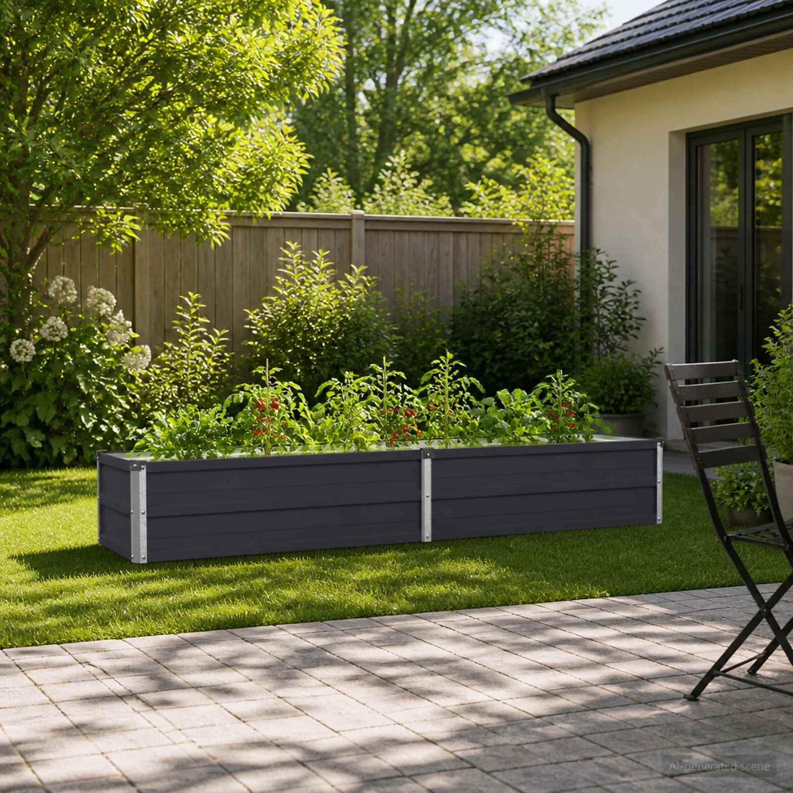Letto rialzato da giardino Antracite 160 x 40 x 24 cm