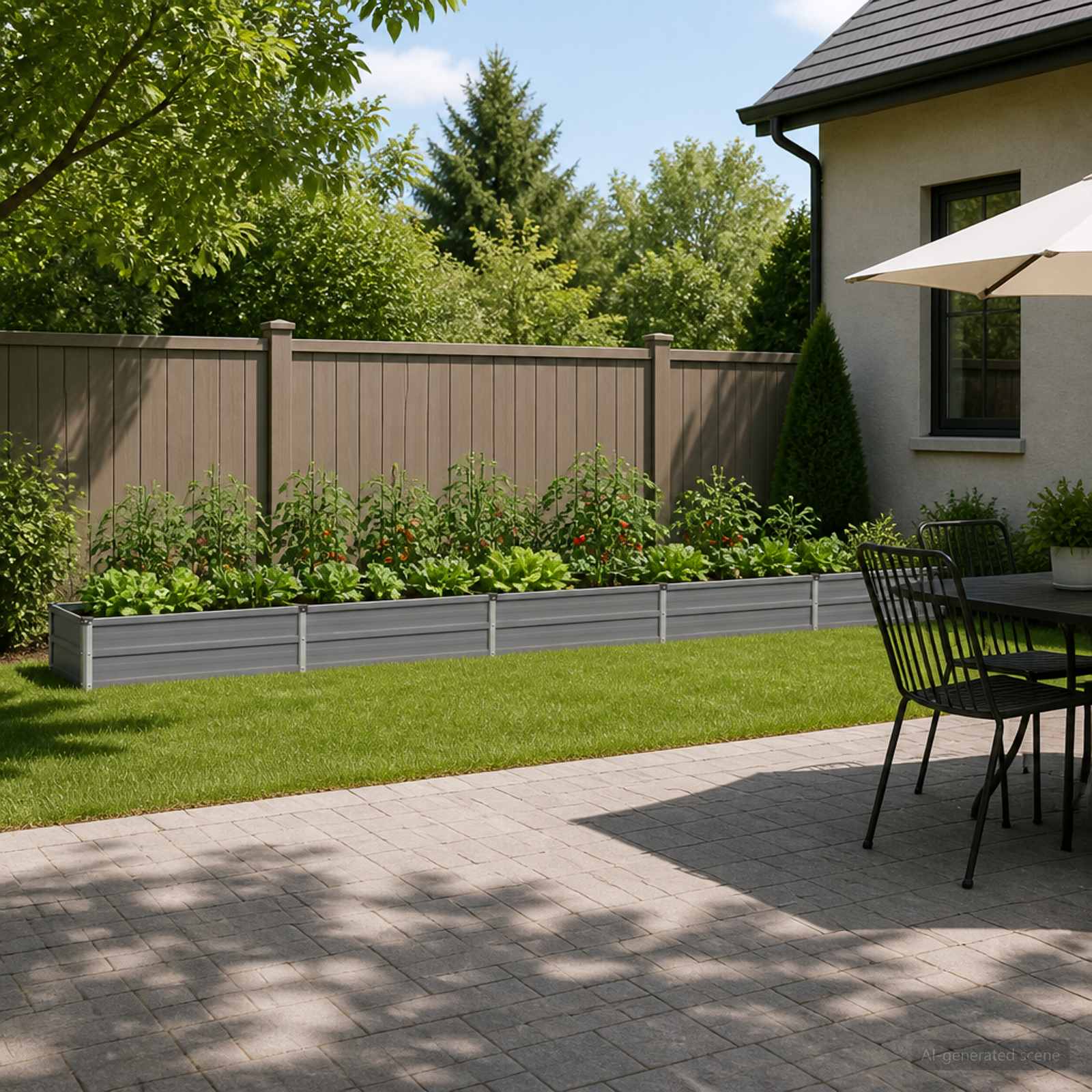 Letto rialzato da giardino Grigio 400 x 40 x 24 cm