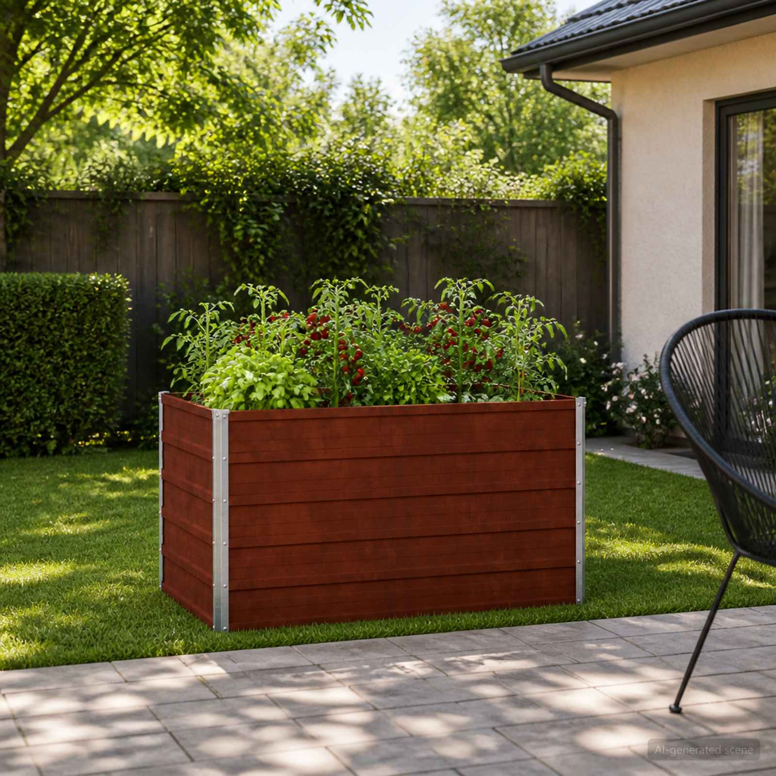 Letto rialzato da giardino Ruggine 100 x 80 x 55 cm cartone