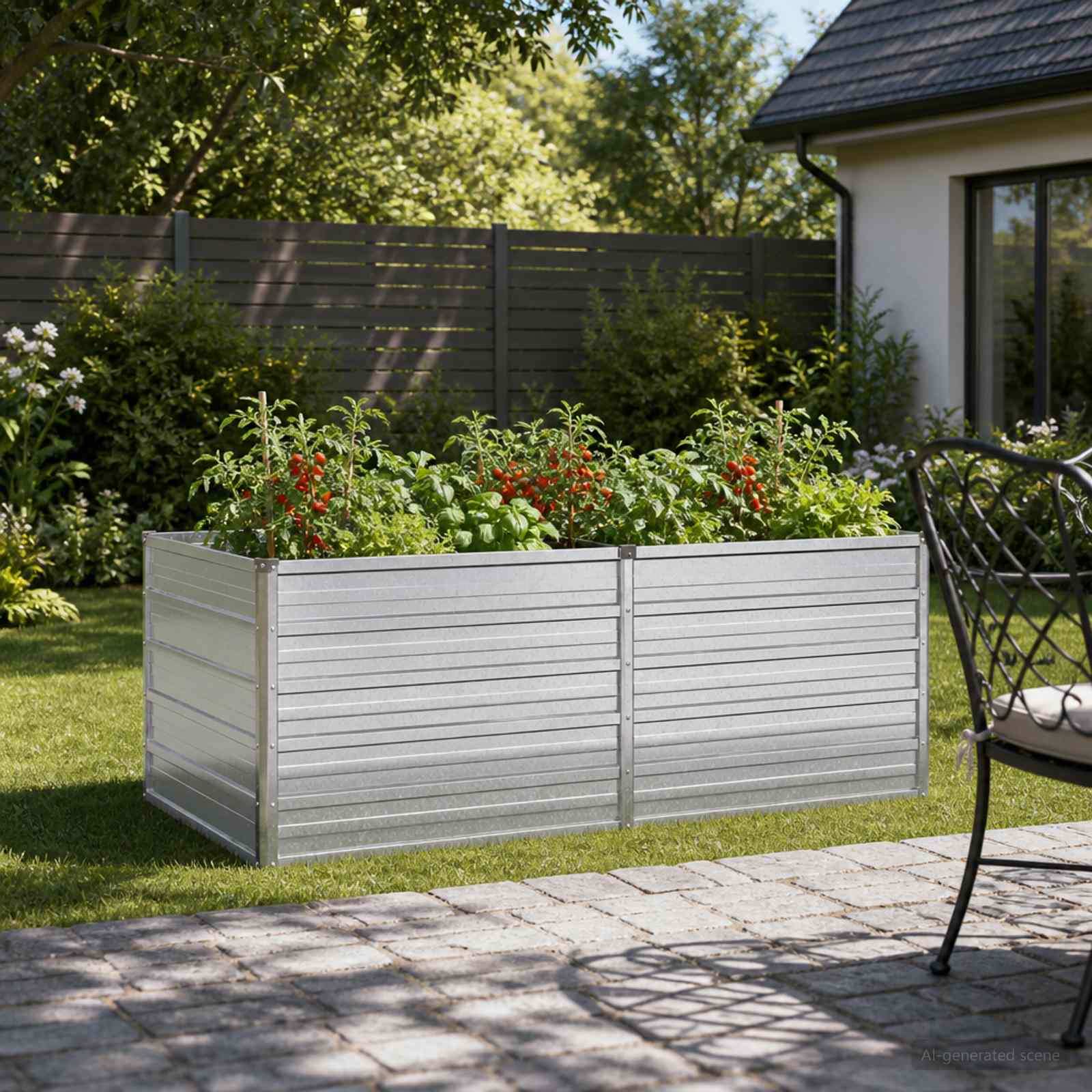 Letto rialzato da giardino Argento 160 x 80 x 55 cm