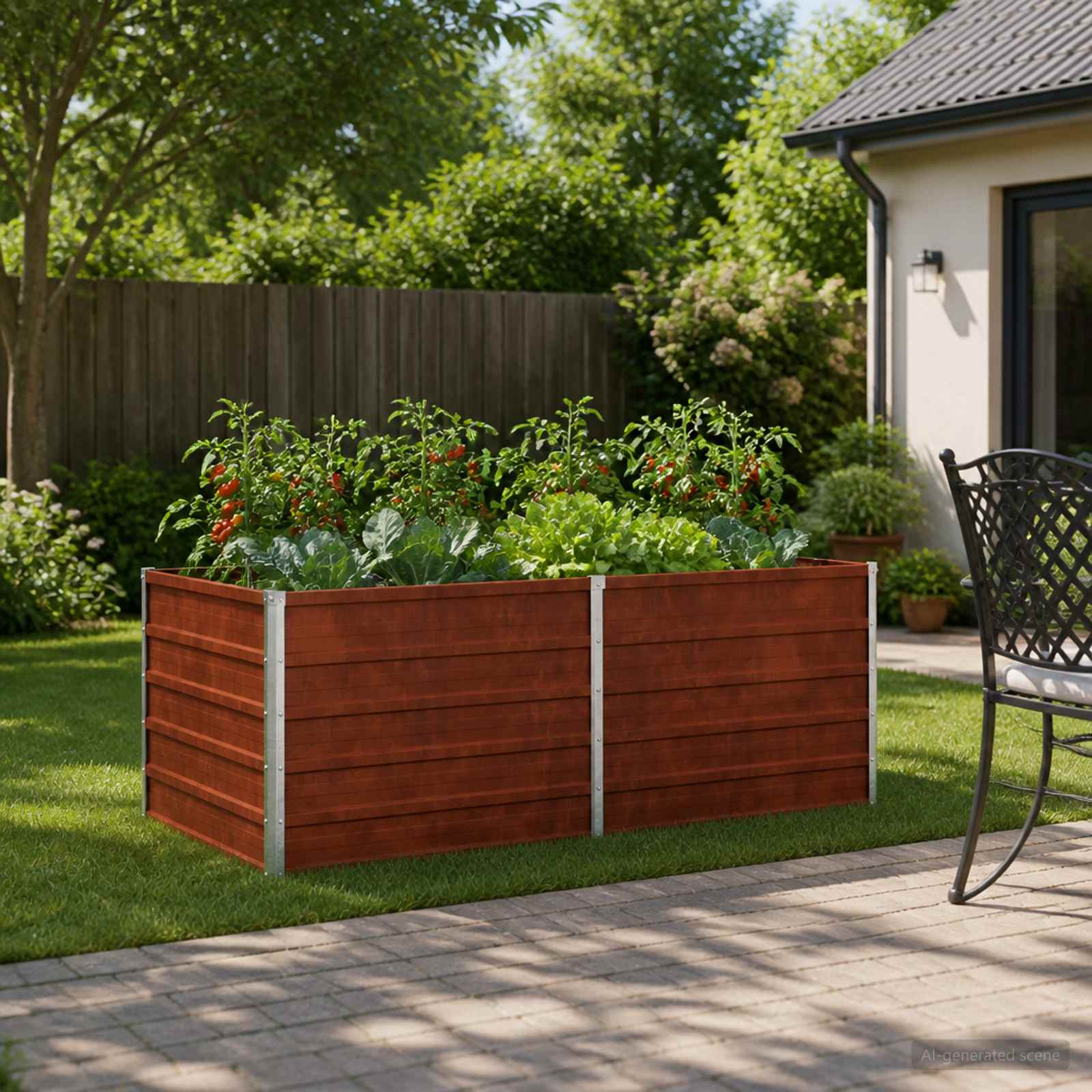 Letto rialzato da giardino Ruggine 160 x 80 x 55 cm cartone